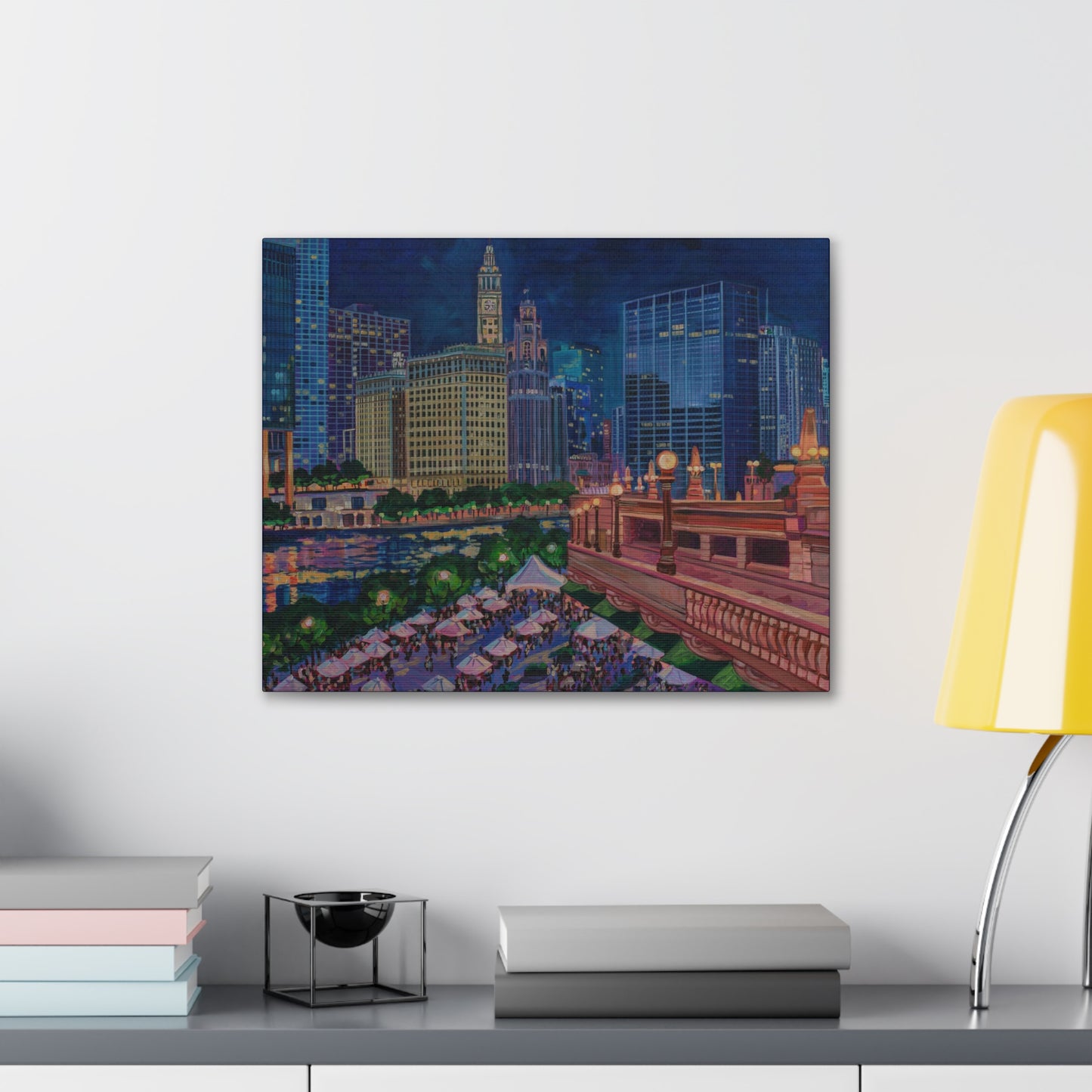 Riverwalk Chicago at Michigan Ave— Gallery Wrapped Canvas Reproduction