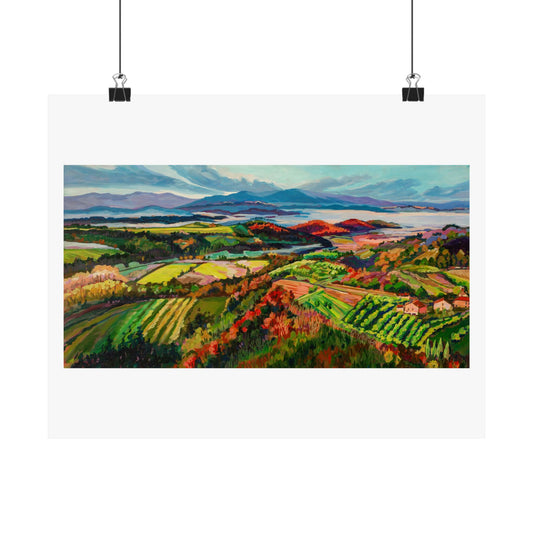 Morning Mist over Tuscany 1—Matte Horizontal Poster Reproduction