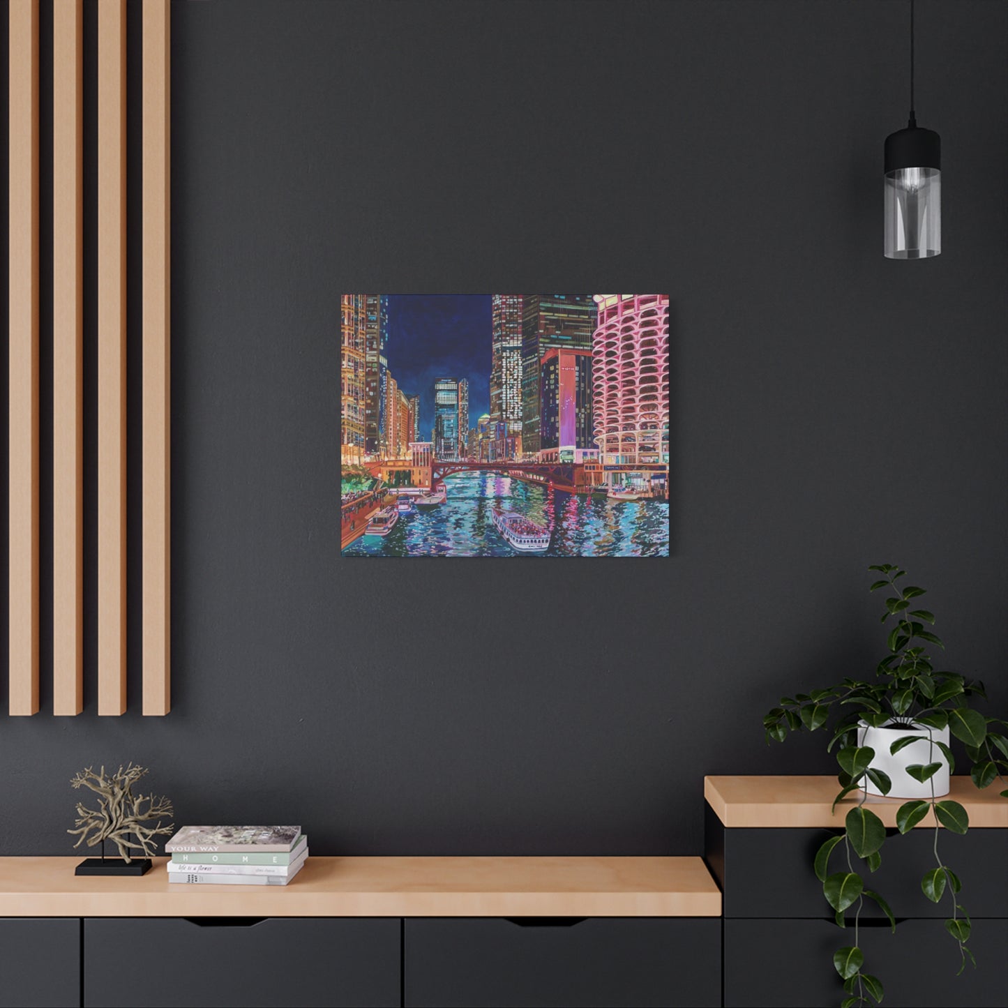 The Chicago River at Night—Matte Canvas, Stretched, 1.25"