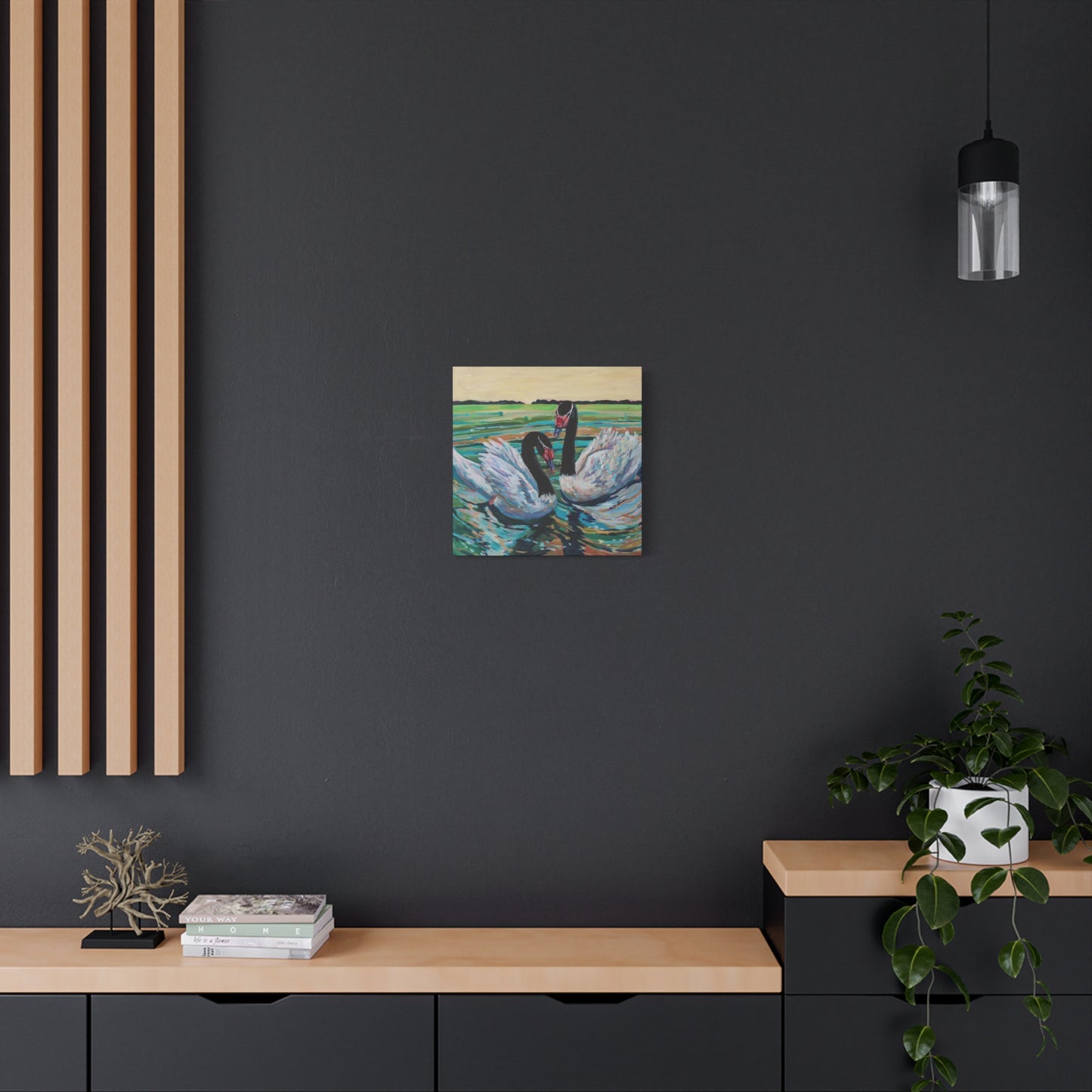 Black Neck Swan Duo—Matte Canvas, Stretched, 1.25"