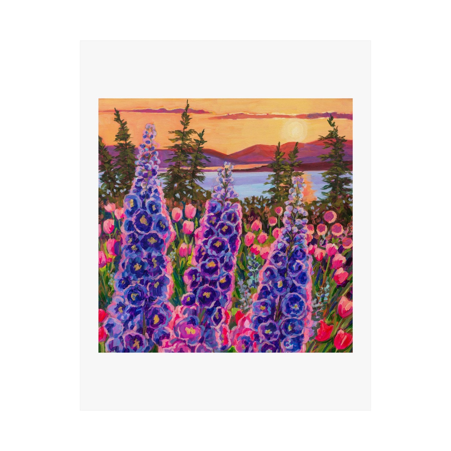 Wonder garden series- Delphinium trio— Matte Paper Poster Reproduction