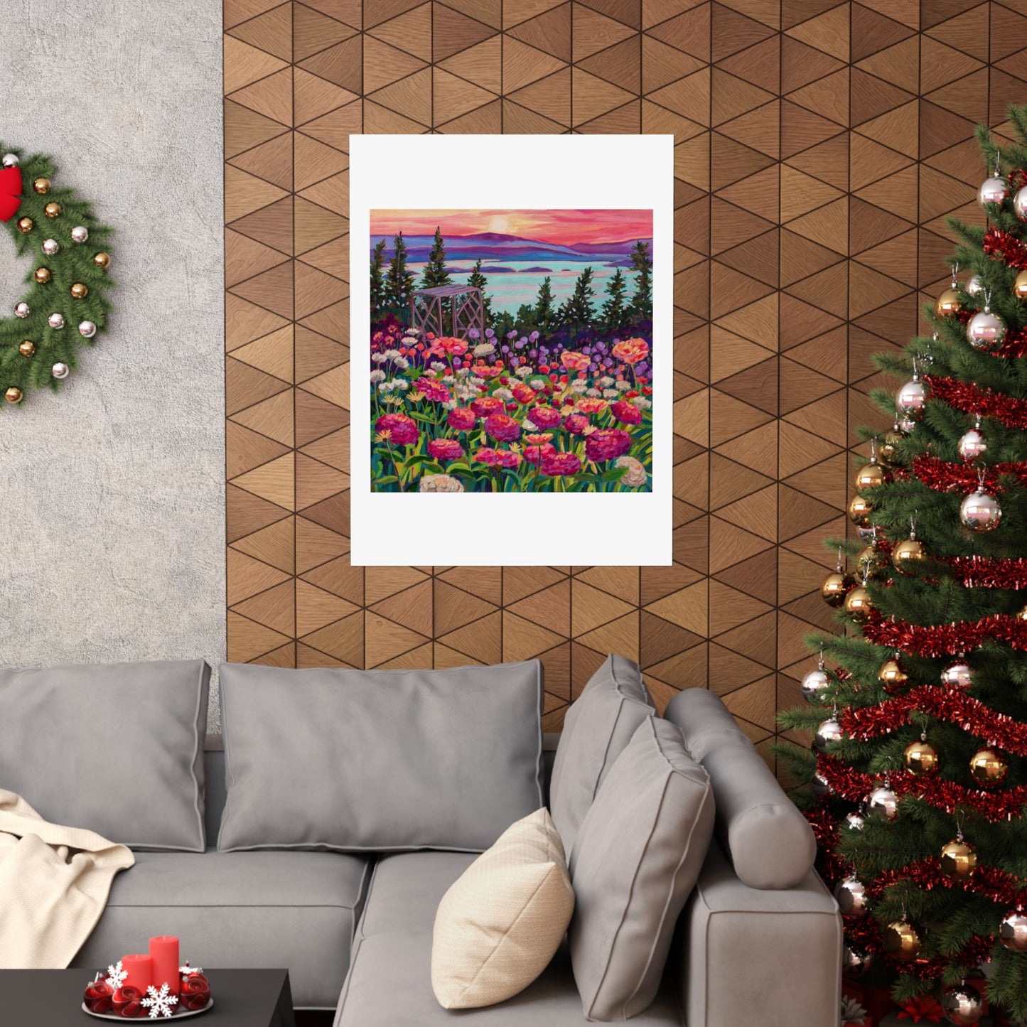 Wonder garden series- Zinnias in the Mountain Light— Matte Paper Poster Reproduction