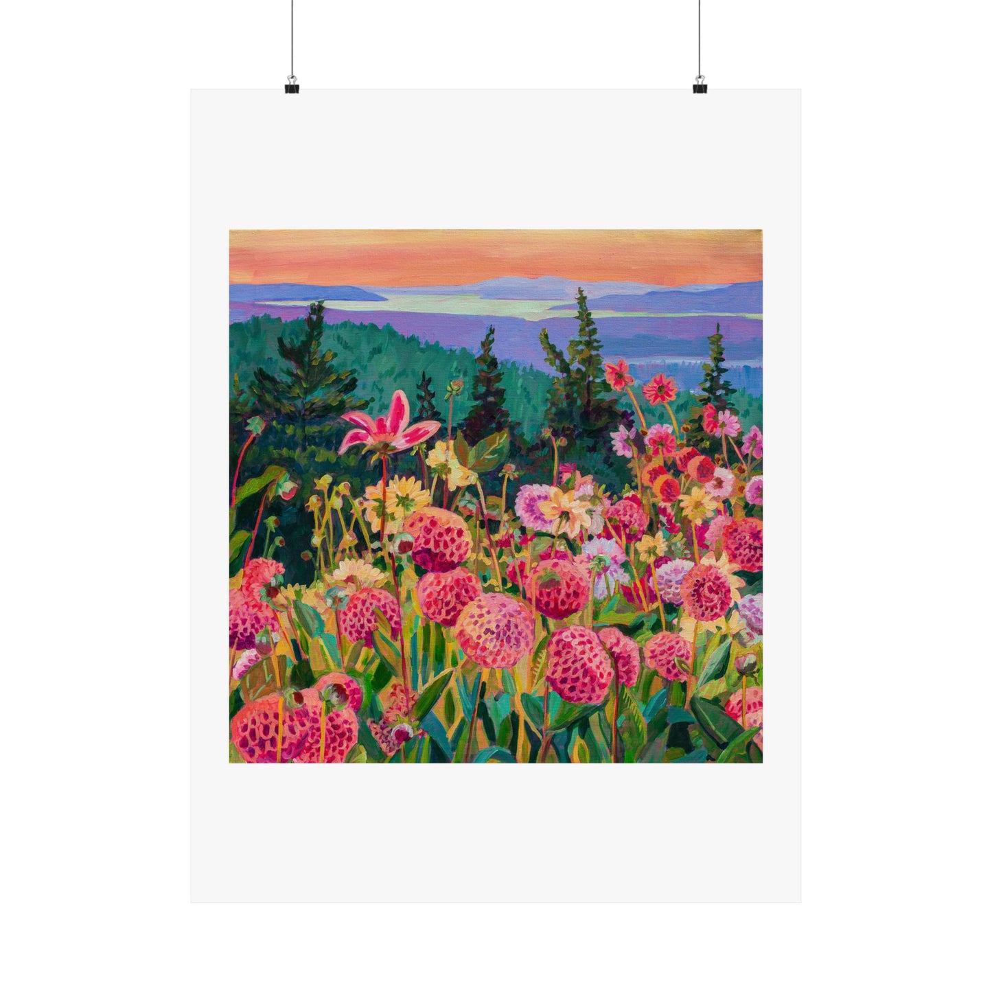Wonder garden series-Dahlias— Matte Paper Poster Reproduction