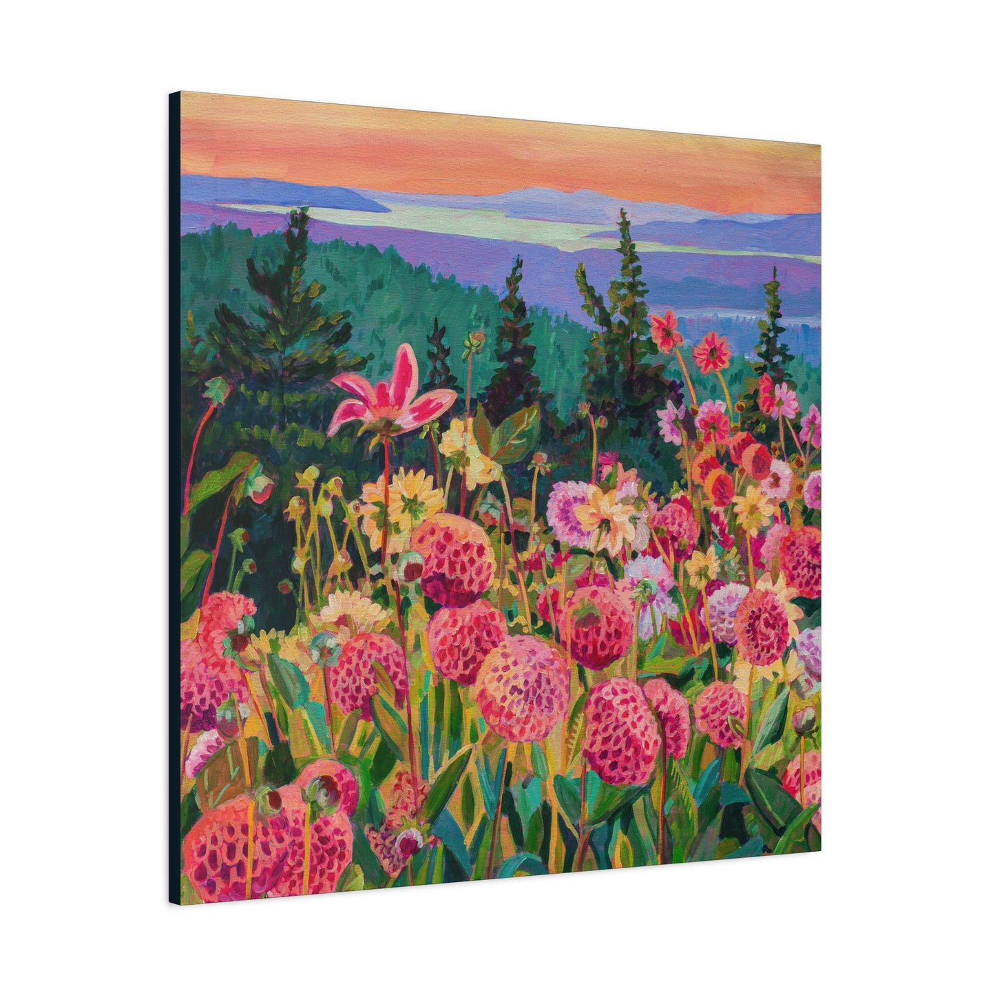 Wonder garden series- Dahlias—Matte Canvas, Stretched, 1.25"