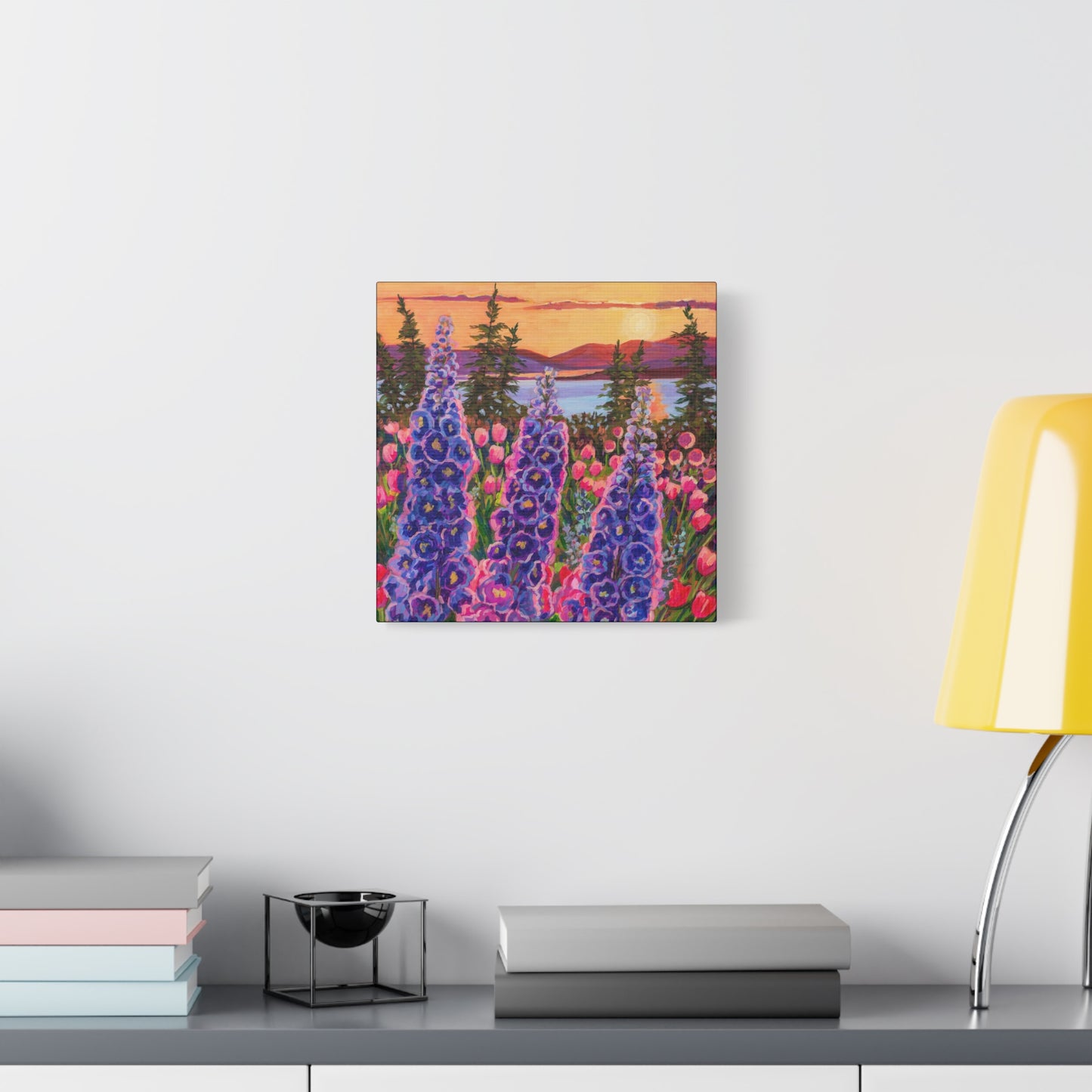 Wonder garden series- Delphinium trio—Matte Canvas, Stretched, 1.25"
