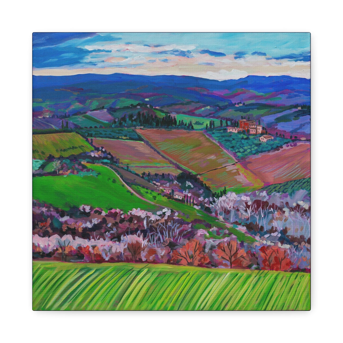 Rolling Tuscan farmland, Italy-Right Panel —Matte Canvas, Stretched, 1.25"