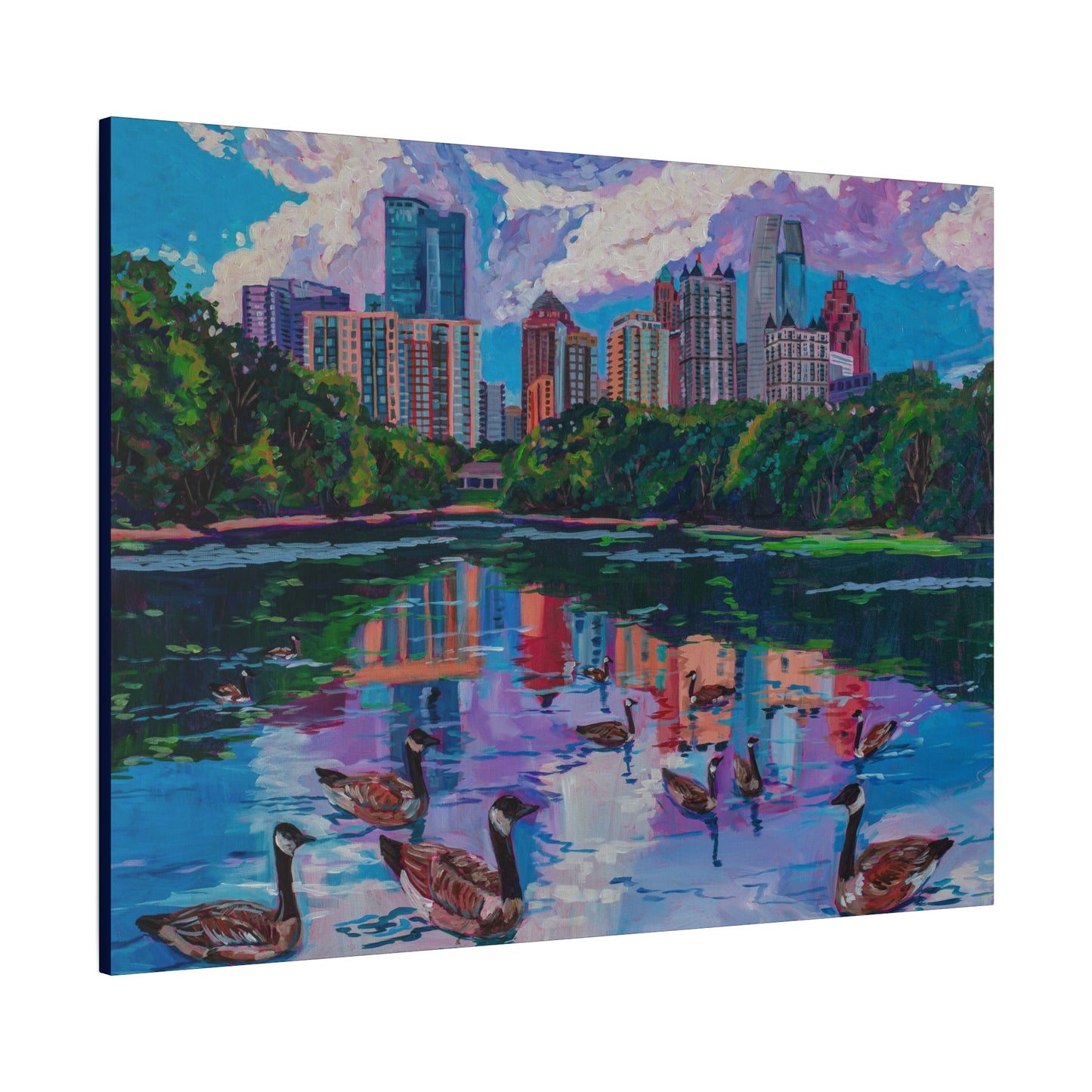 Geese at Piedmont Park, Atlanta —Matte Canvas, Stretched, 1.25"