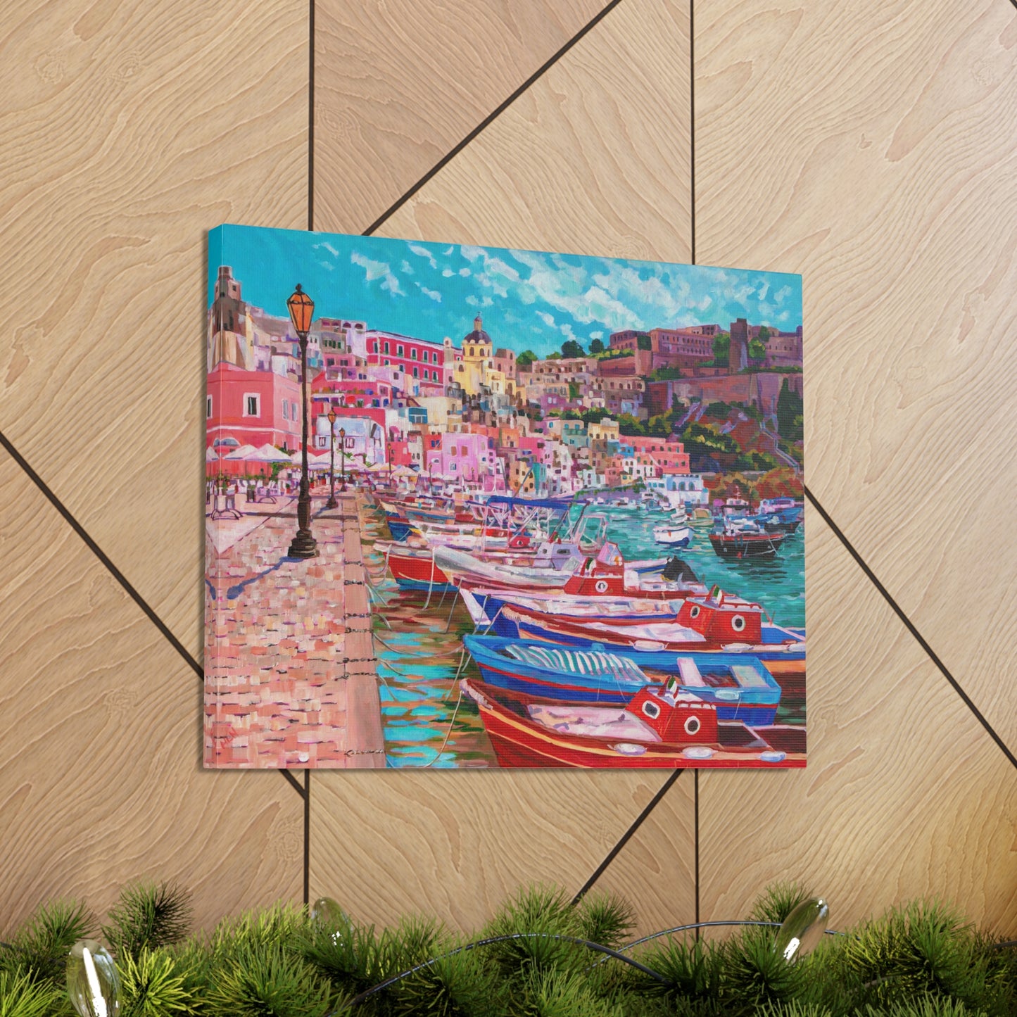 Harbor at Isola Procida, Italy— Gallery Wrapped Canvas Reproduction