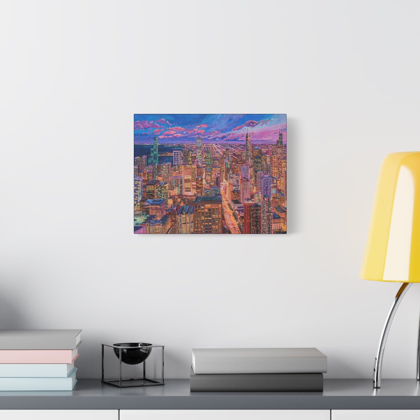 Night skyline Chicago—Matte Canvas, Stretched, 1.25"