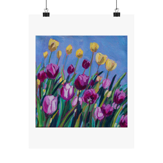 Tulip time floral— Matte Paper Poster Reproduction