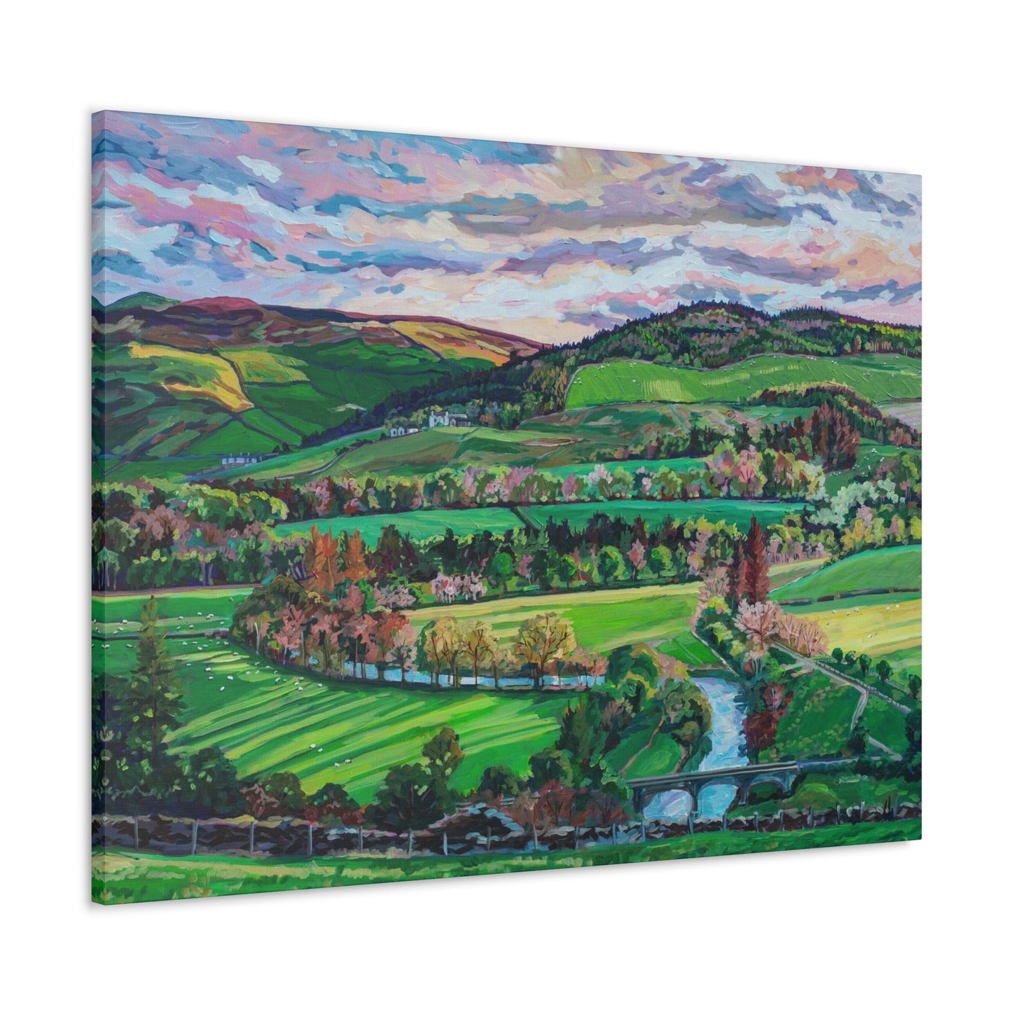 Rolling Farmland, Pebbles-Scotland— Gallery Wrapped Canvas Reproduction