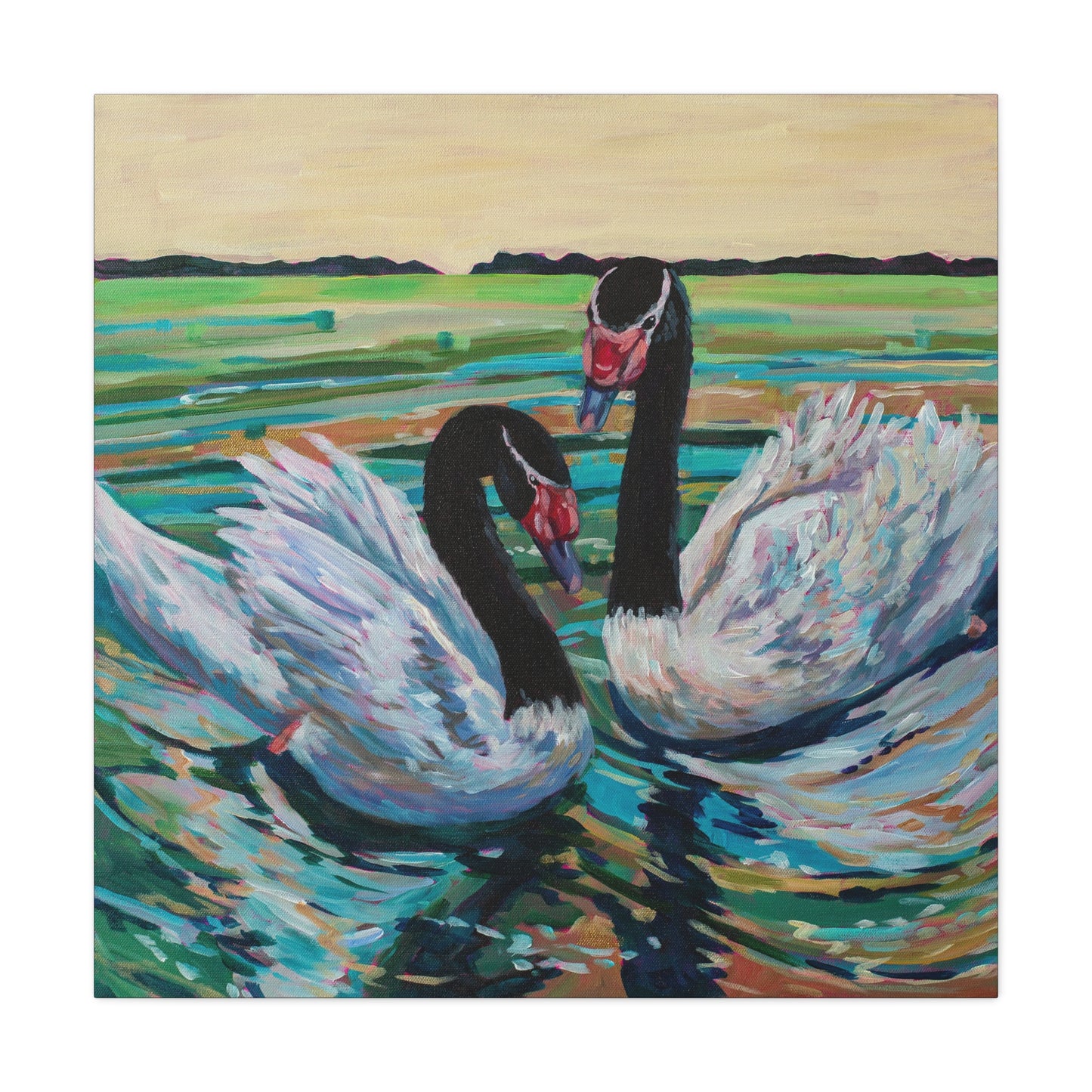Black Neck Swan Duo—Matte Canvas, Stretched, 1.25"