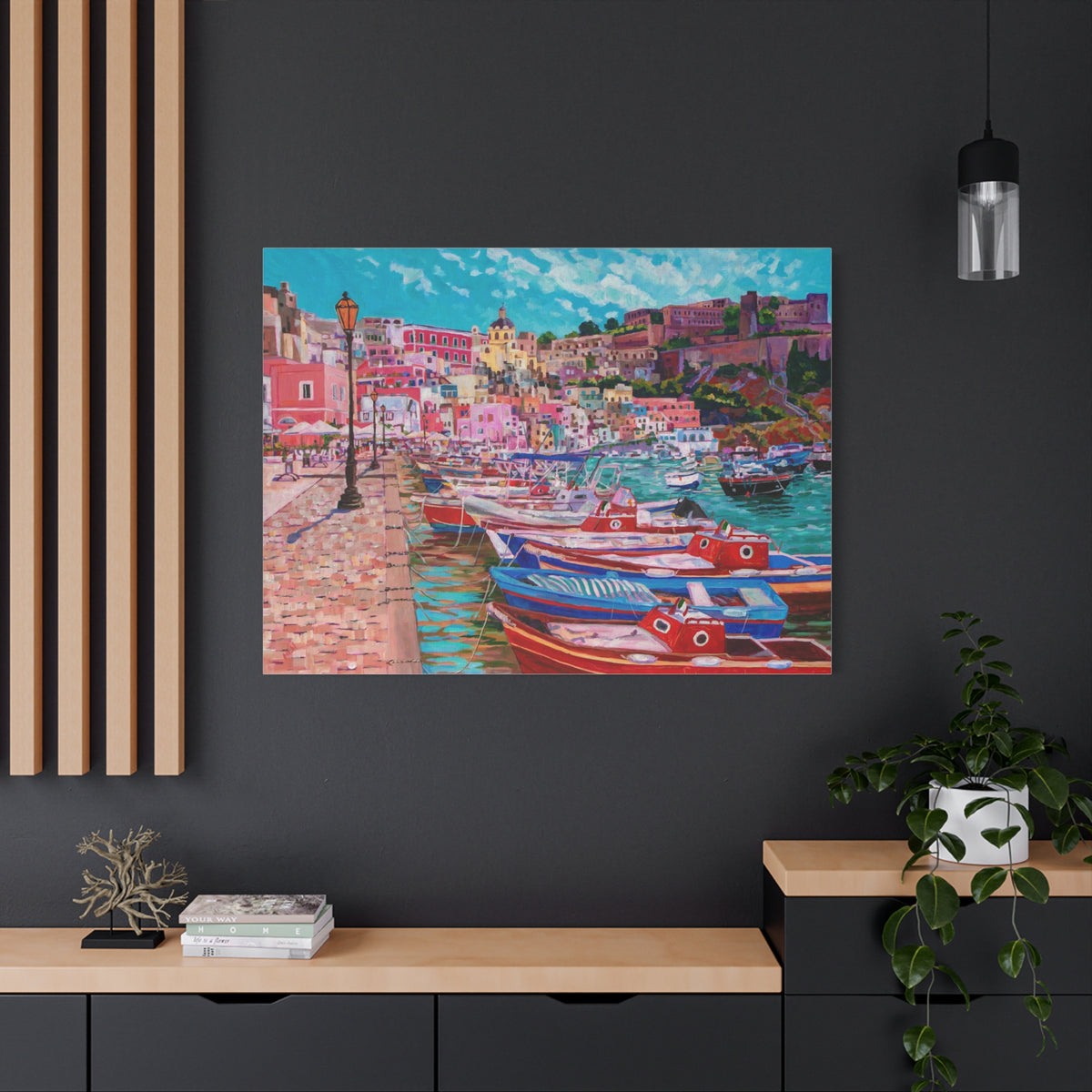 Harbor at Isola Procida, Italy— Gallery Wrapped Canvas Reproduction