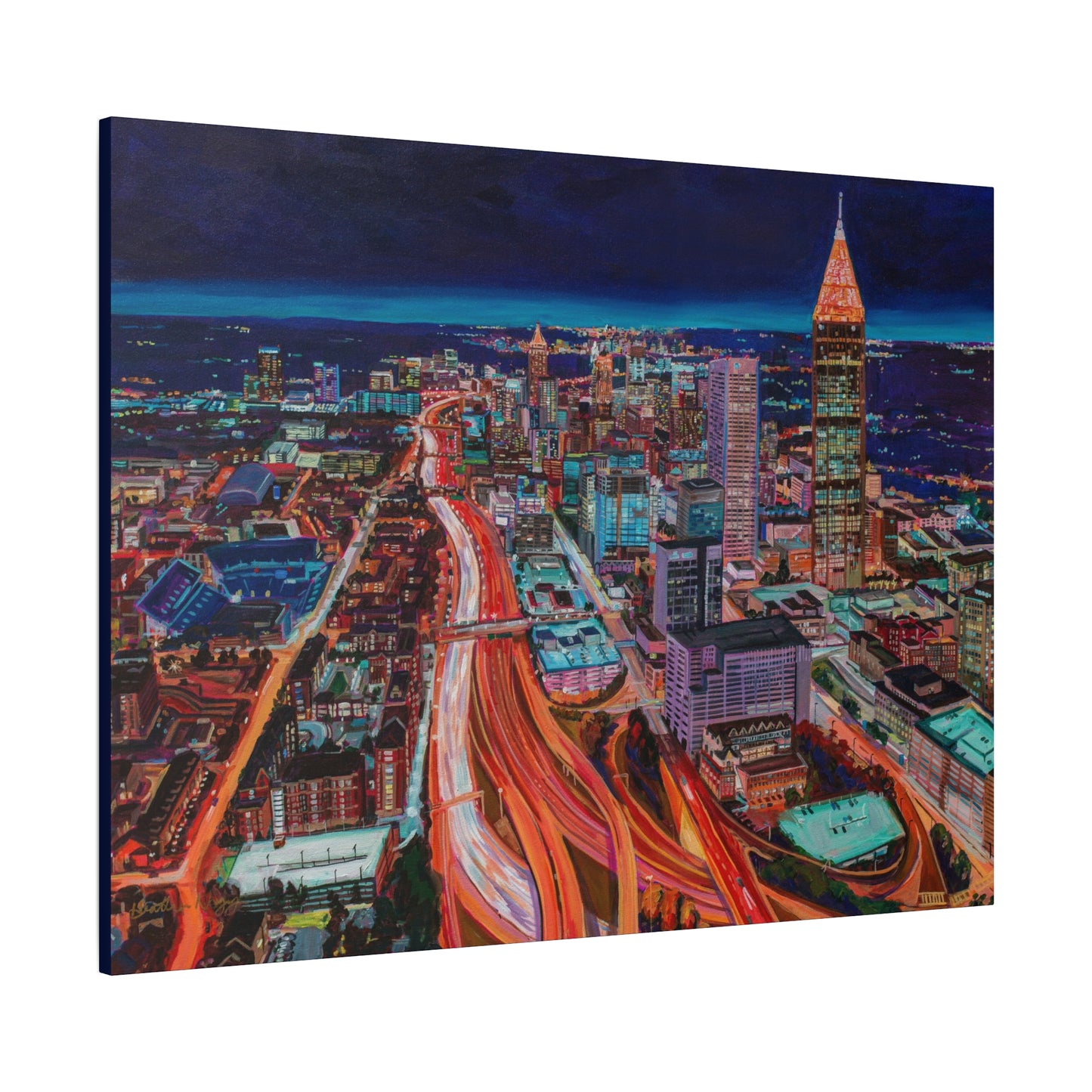 Atlanta Night Skyline —Matte Canvas, Stretched, 1.25"