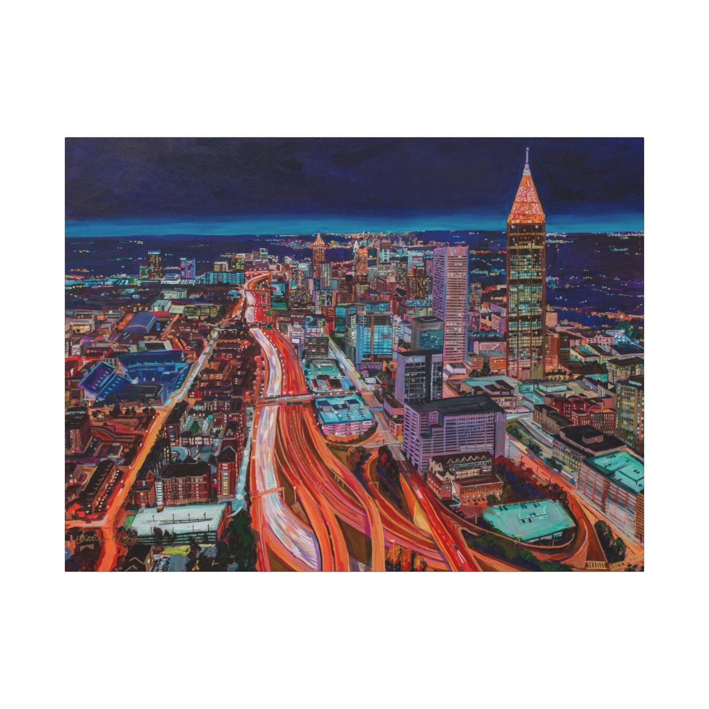 Atlanta Night Skyline —Matte Canvas, Stretched, 1.25"