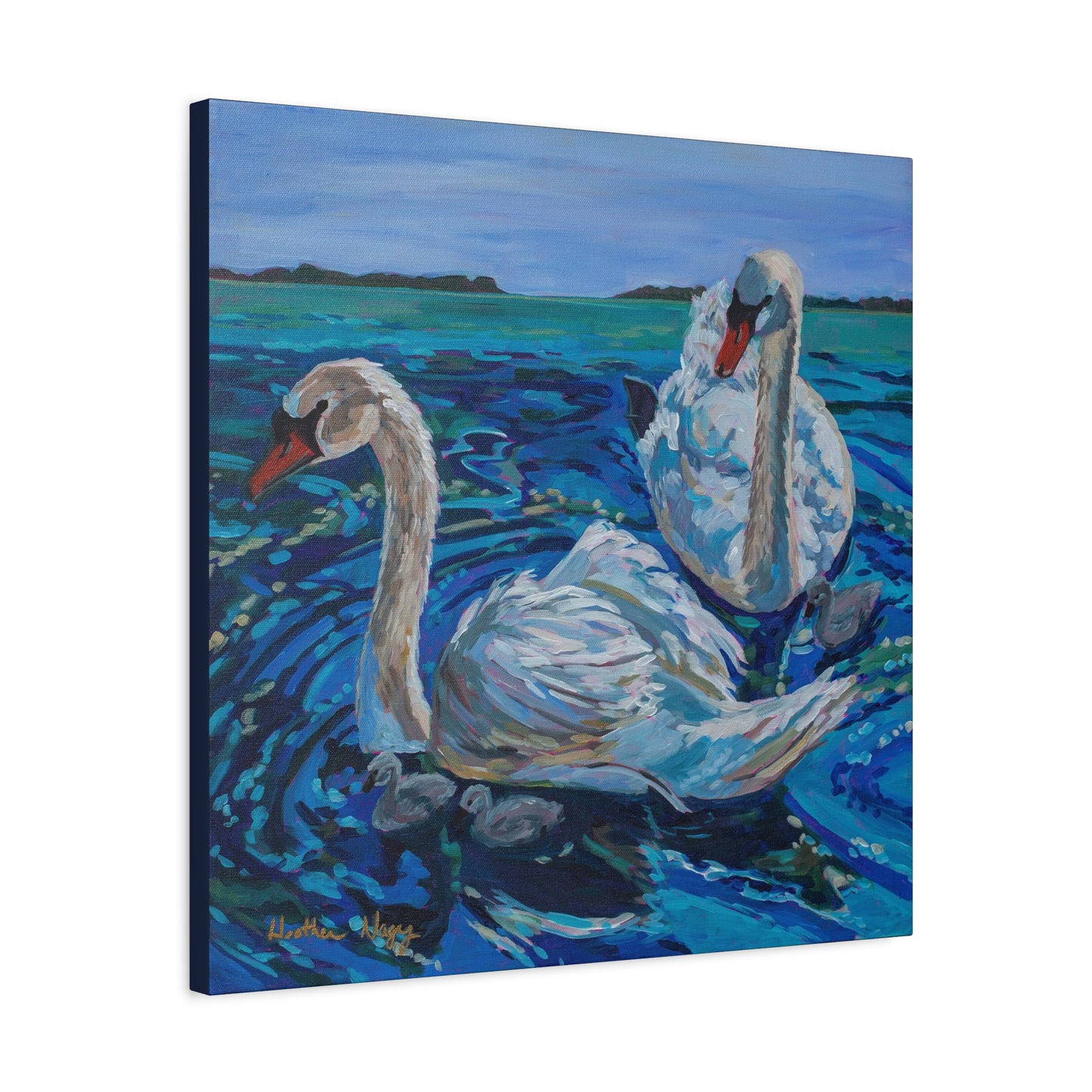Mute Swan Family—Matte Canvas, Stretched, 1.25"