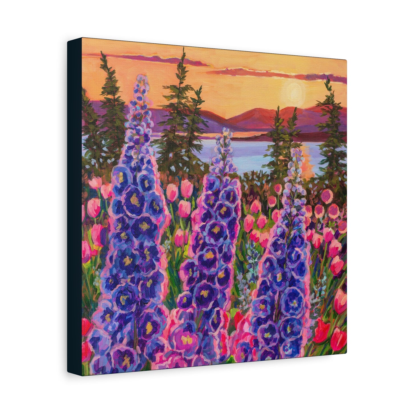 Wonder garden series- Delphinium trio—Matte Canvas, Stretched, 1.25"