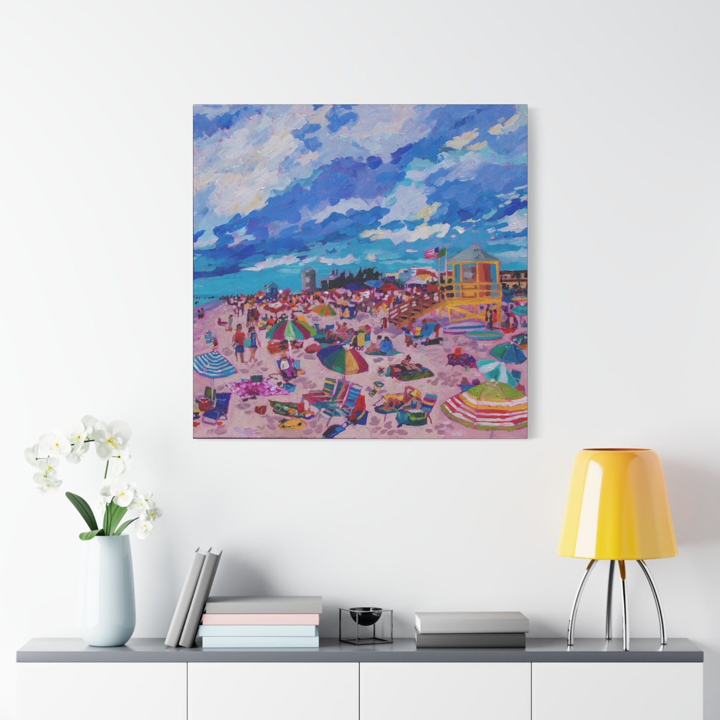 Busy Relaxing Beach Middle Panel—Matte Canvas, Stretched, 1.25"