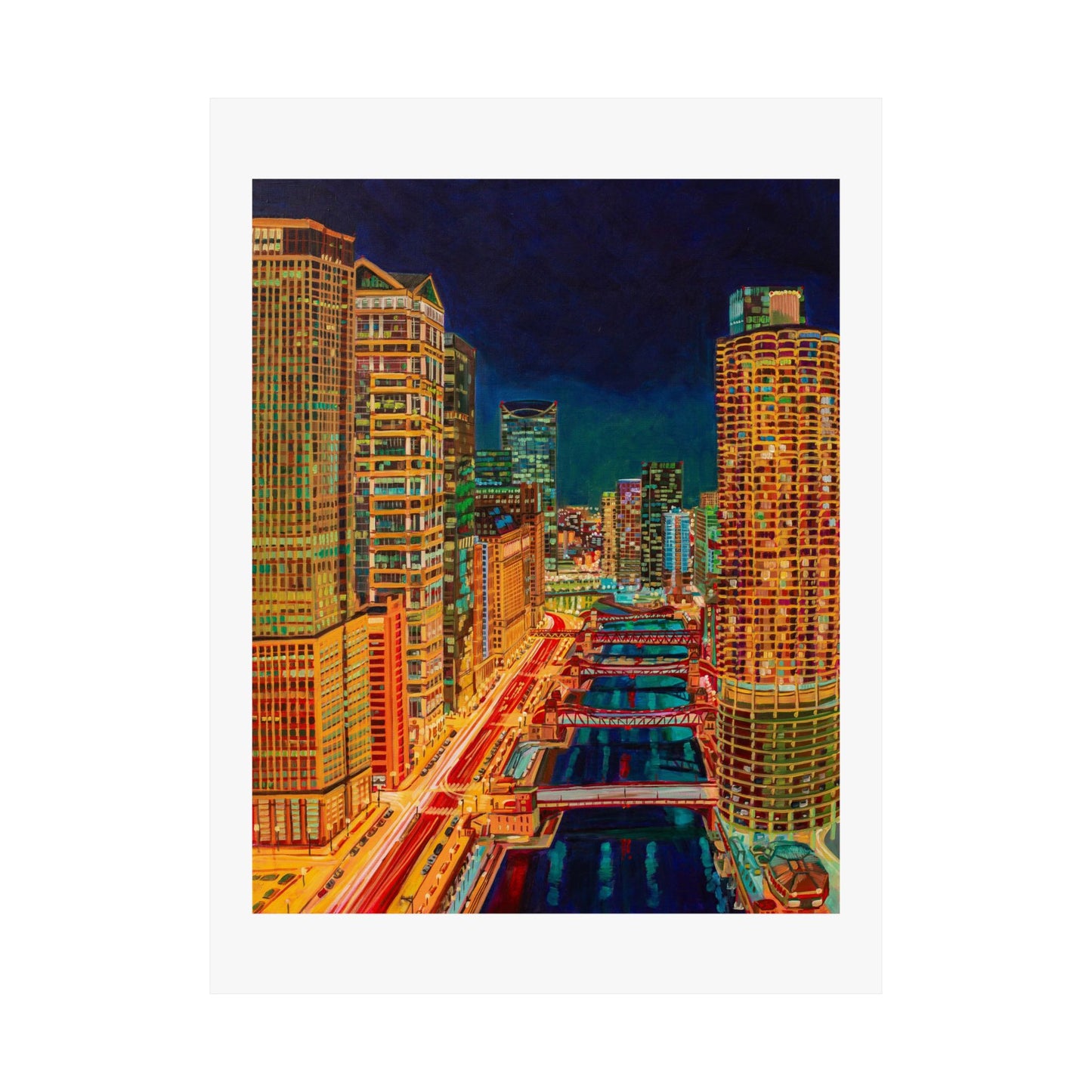 Nightfall in the Loop-Chicago — Fine Art Poster Reproduction