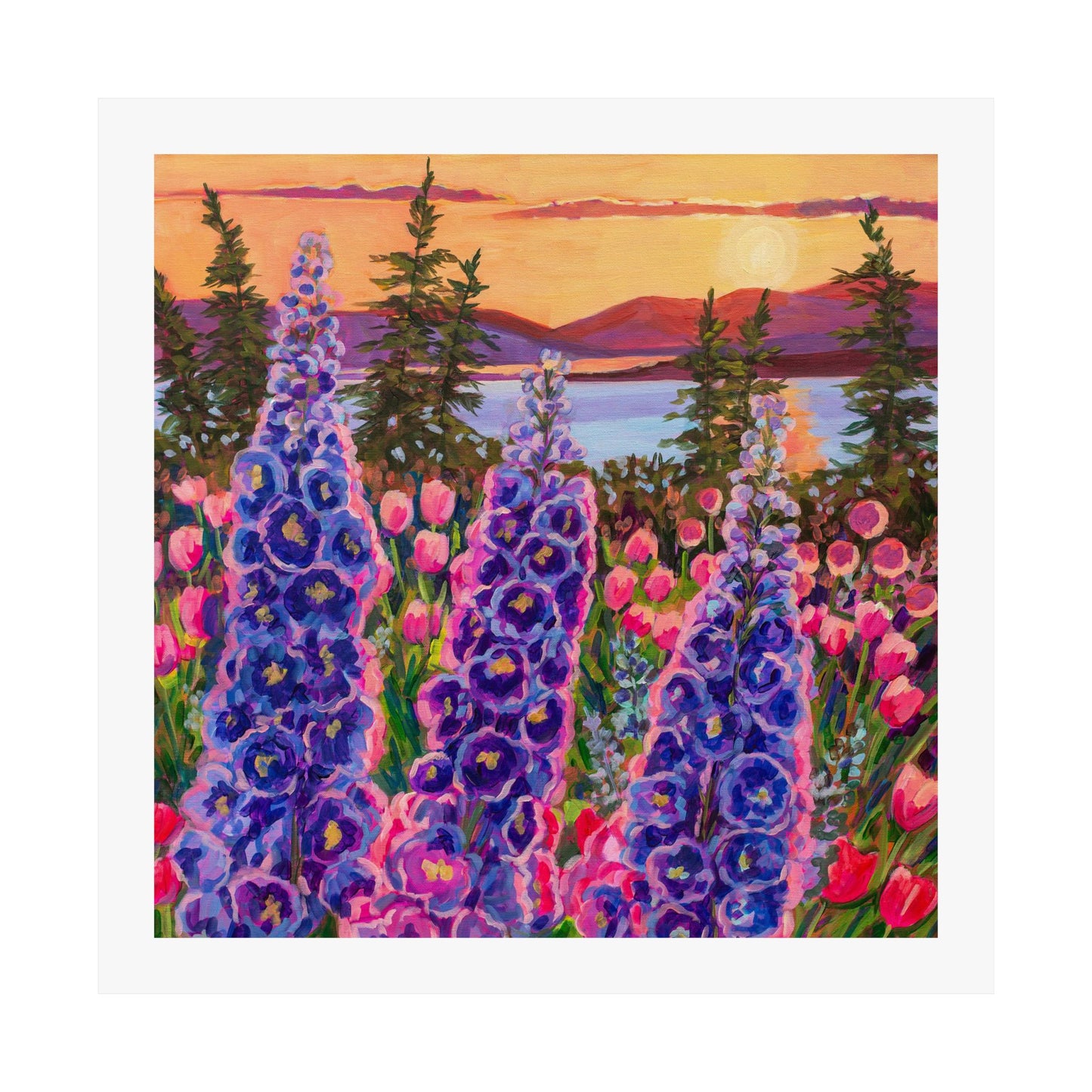 Wonder garden series- Delphinium trio— Matte Paper Poster Reproduction