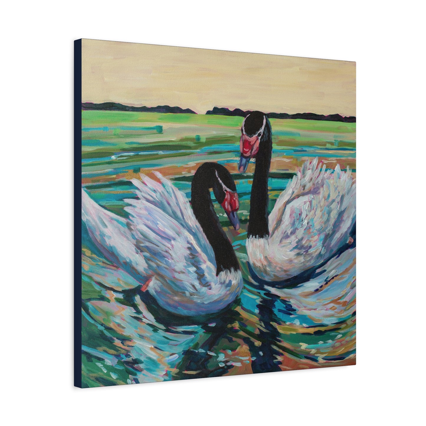 Black Neck Swan Duo—Matte Canvas, Stretched, 1.25"