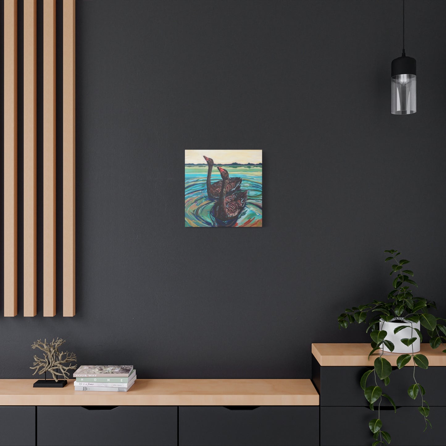 Black swan pair—Matte Canvas, Stretched, 1.25"