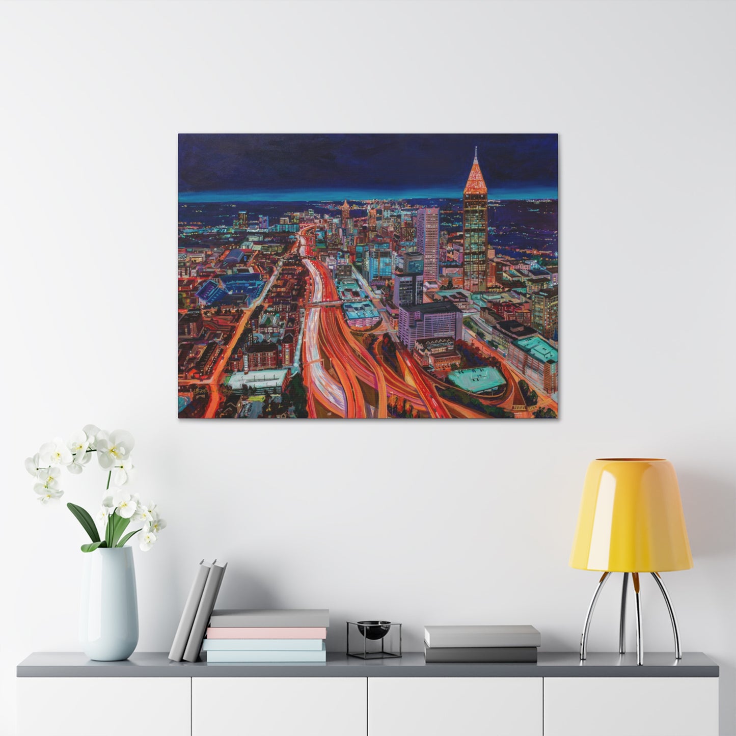 Atlanta Night Skyline— Gallery Wrapped Canvas Reproduction