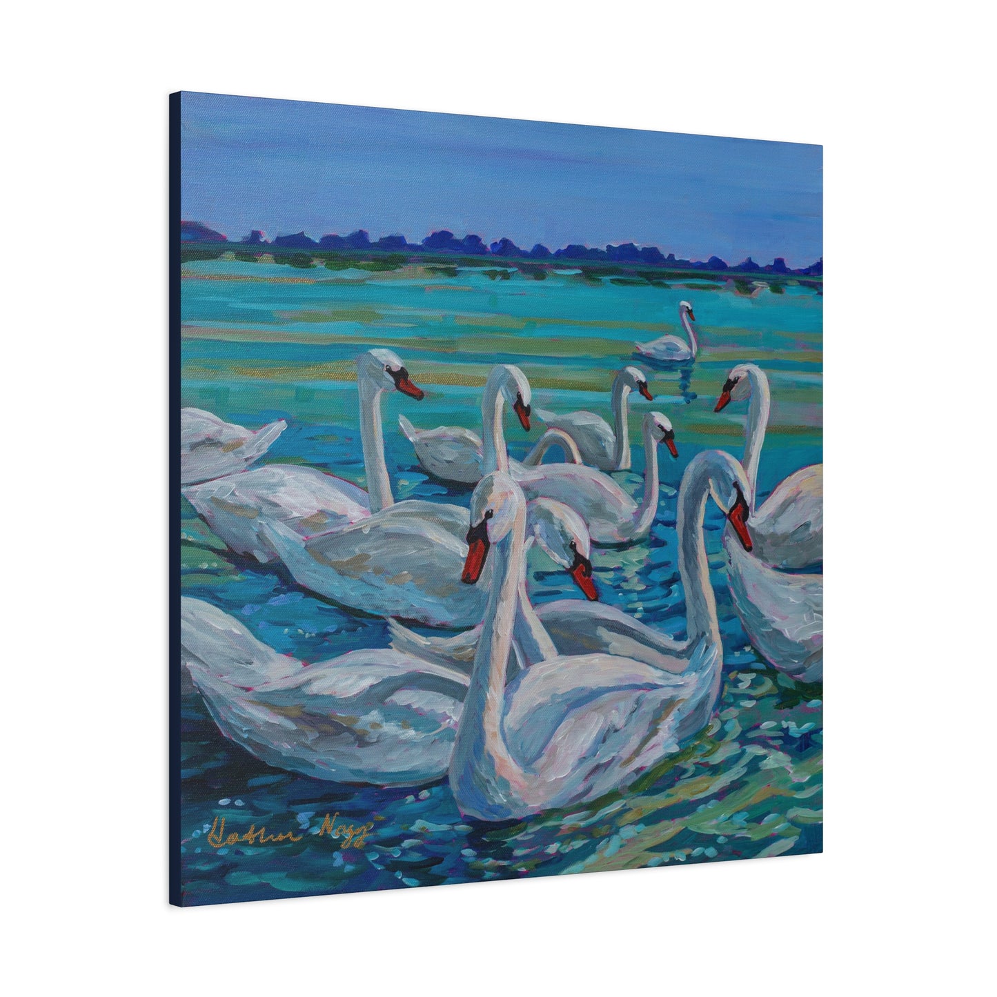 Mute Swan Family—Matte Canvas, Stretched, 1.25"
