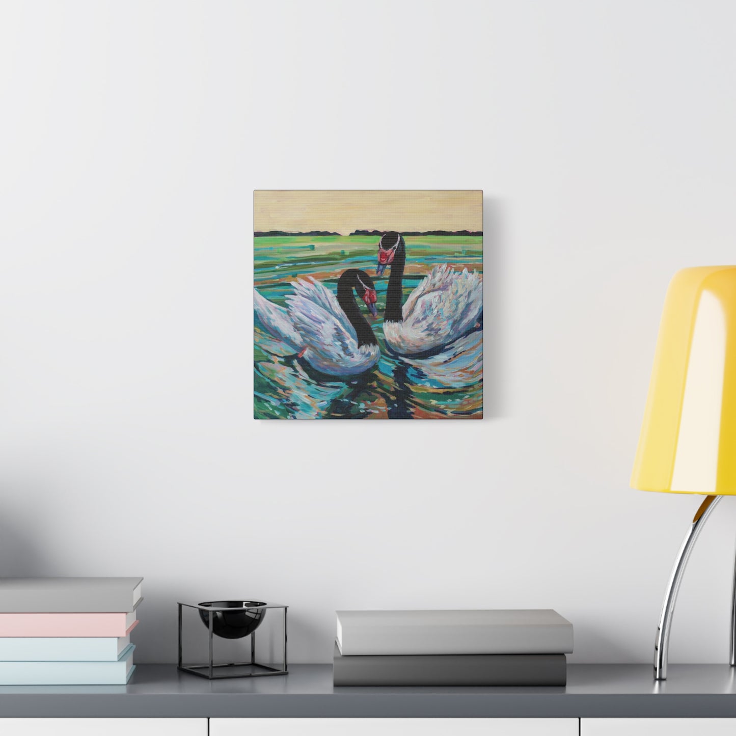 Black Neck Swan Duo—Matte Canvas, Stretched, 1.25"