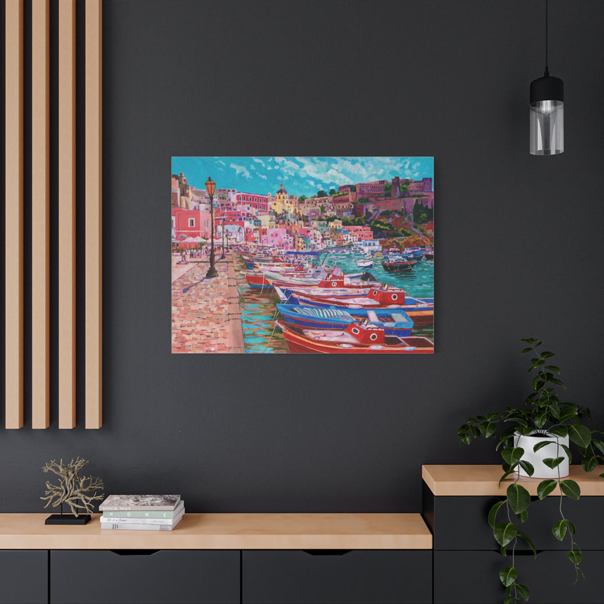 Harbor at Isola Procida, Italy— Gallery Wrapped Canvas Reproduction