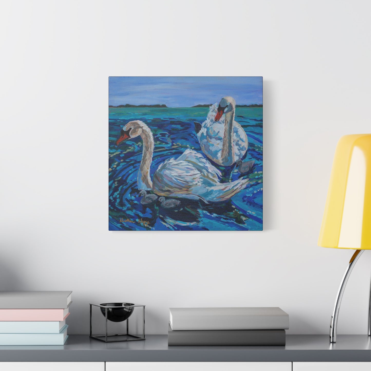 Mute Swan Family—Matte Canvas, Stretched, 1.25"