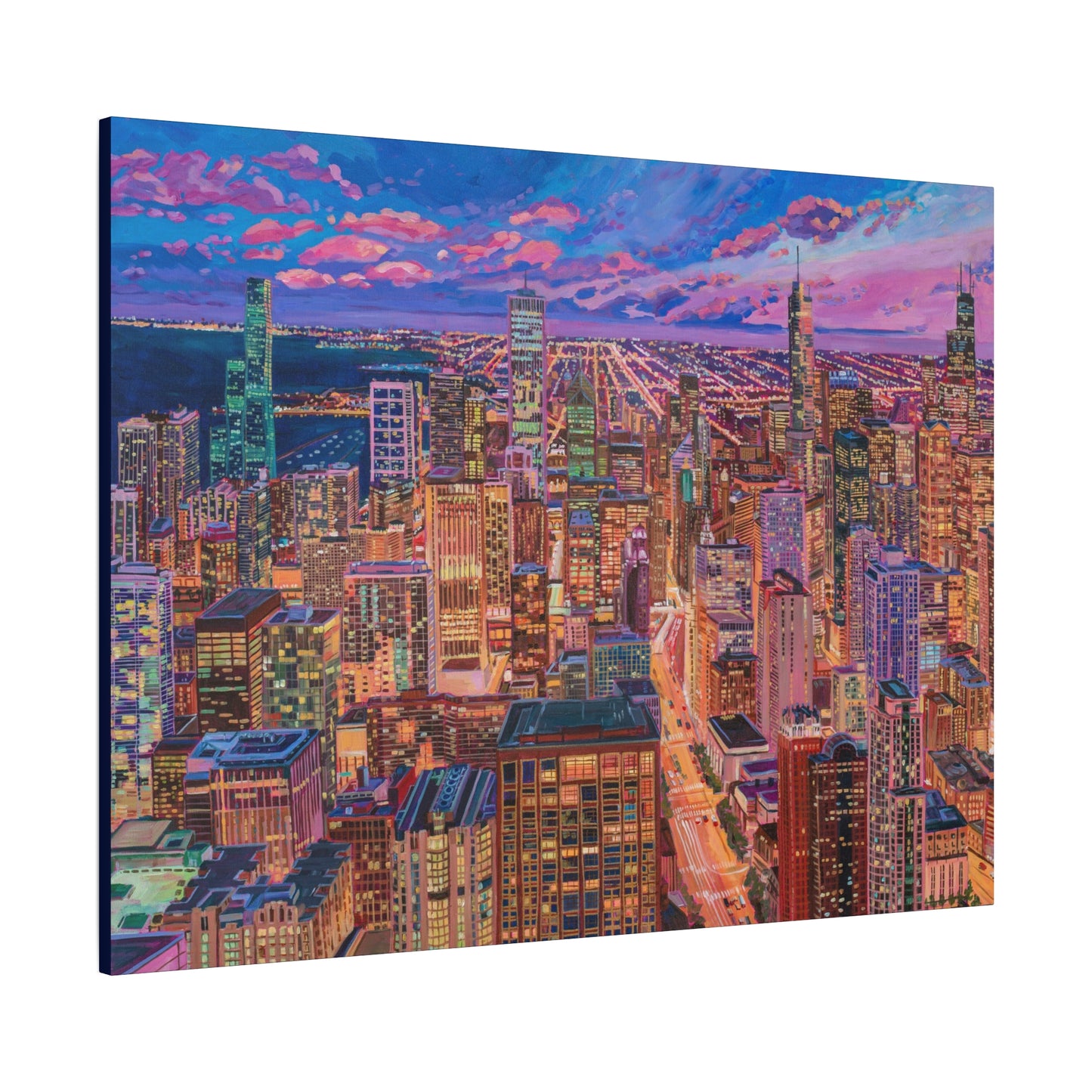 Night skyline Chicago—Matte Canvas, Stretched, 1.25"