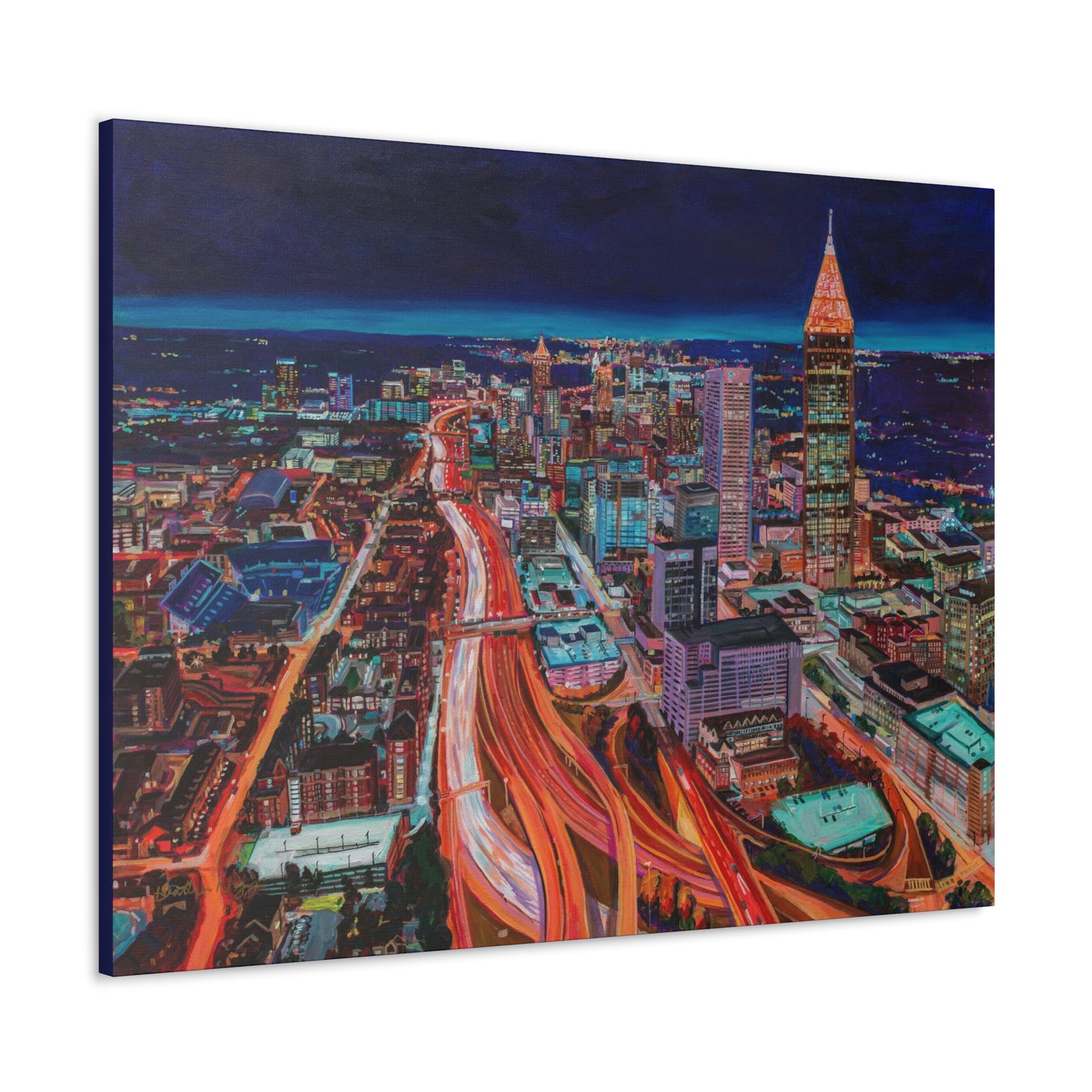 Atlanta Night Skyline— Gallery Wrapped Canvas Reproduction