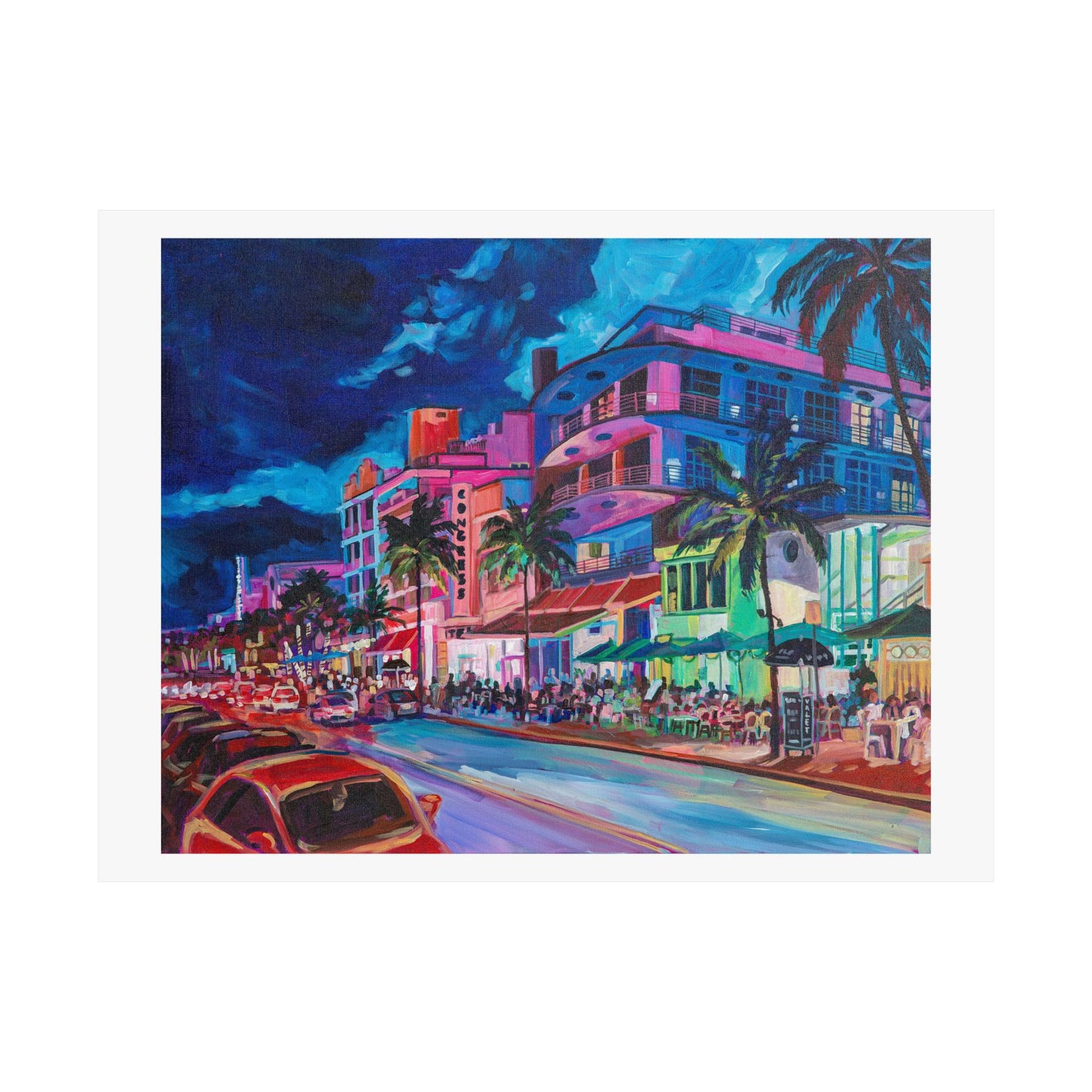 Palace Cafe and Congress Hotel, South Beach Miami—Matte Horizontal Poster Reproduction