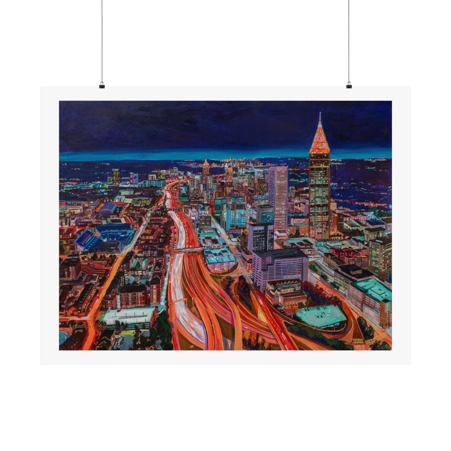 Atlanta Night Skyline—Matte Horizontal Fine Art Poster Reproductions