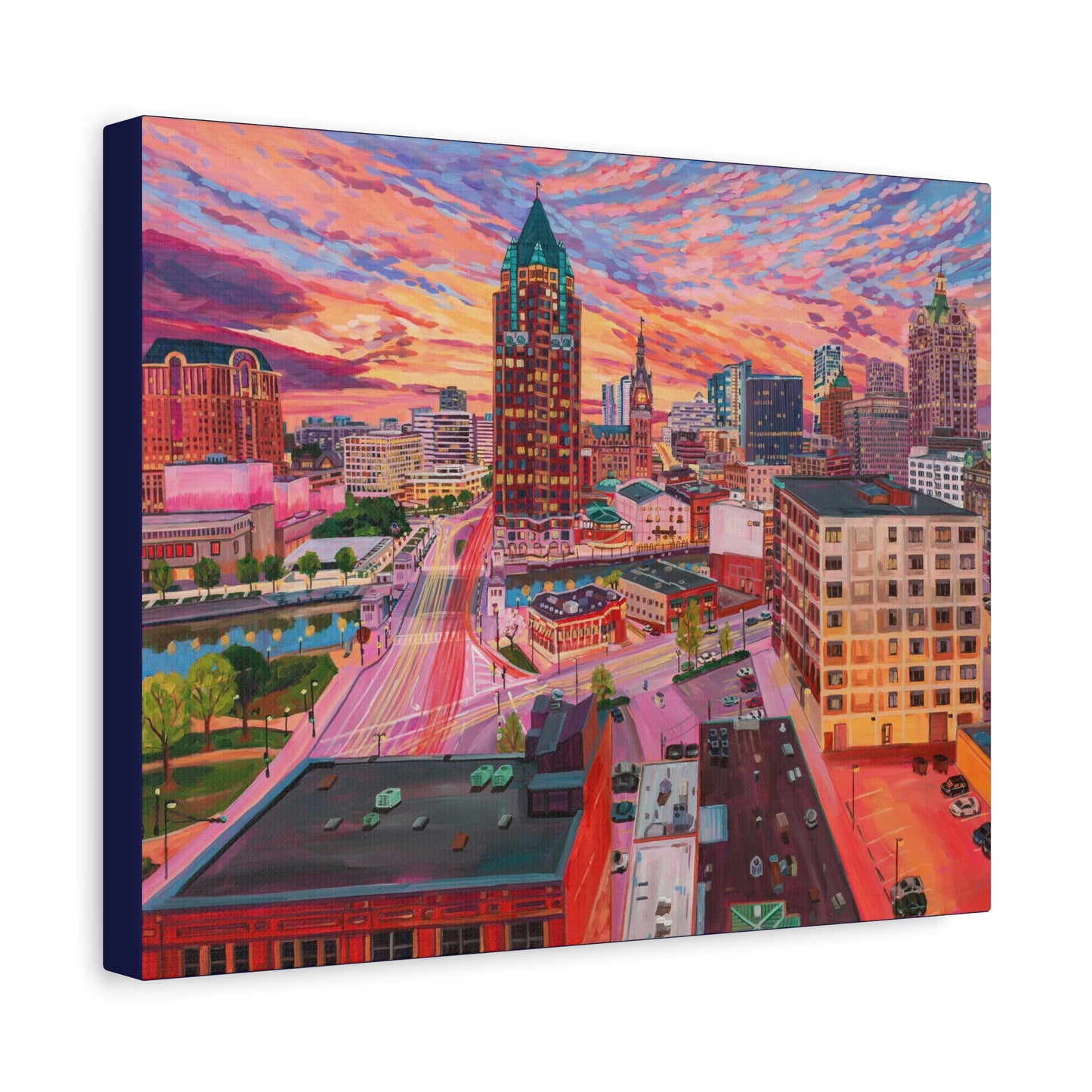 Golden glow- Milwaukee— Gallery Wrapped Canvas Reproduction