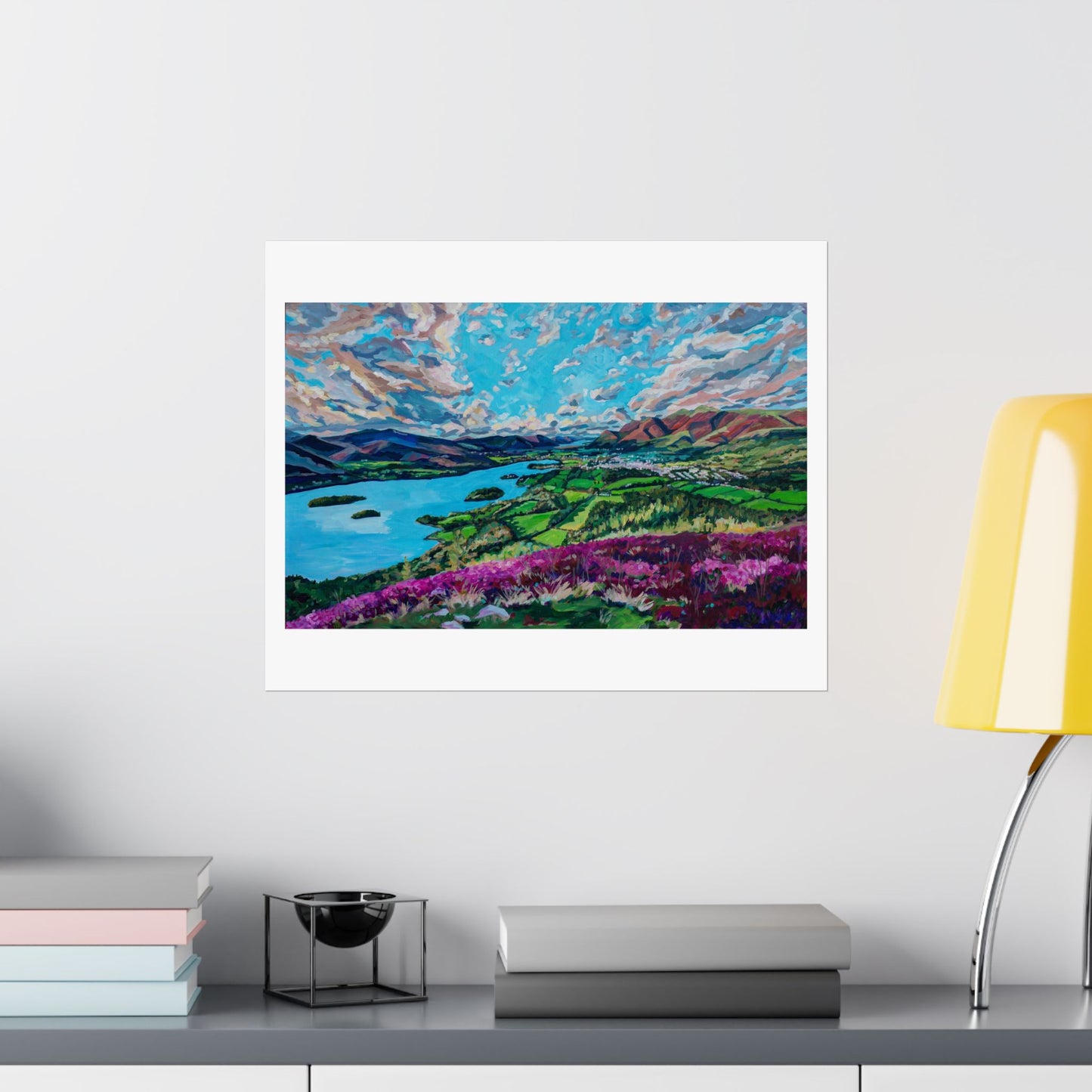 Derwent Water lake and town of Keswick, Cumbria—UK —Matte Horizontal Poster Reproduction