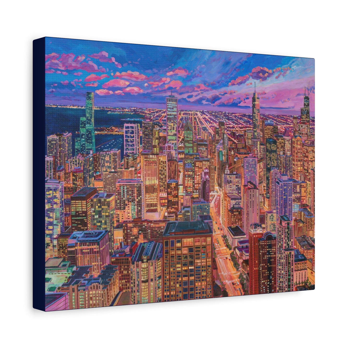 Night skyline Chicago—Matte Canvas, Stretched, 1.25"