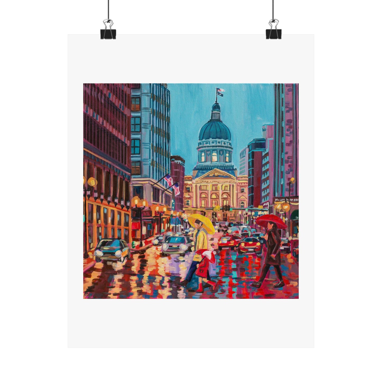 Rush hour reflections— Matte Paper Poster Reproduction