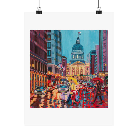 Rush hour reflections— Matte Paper Poster Reproduction