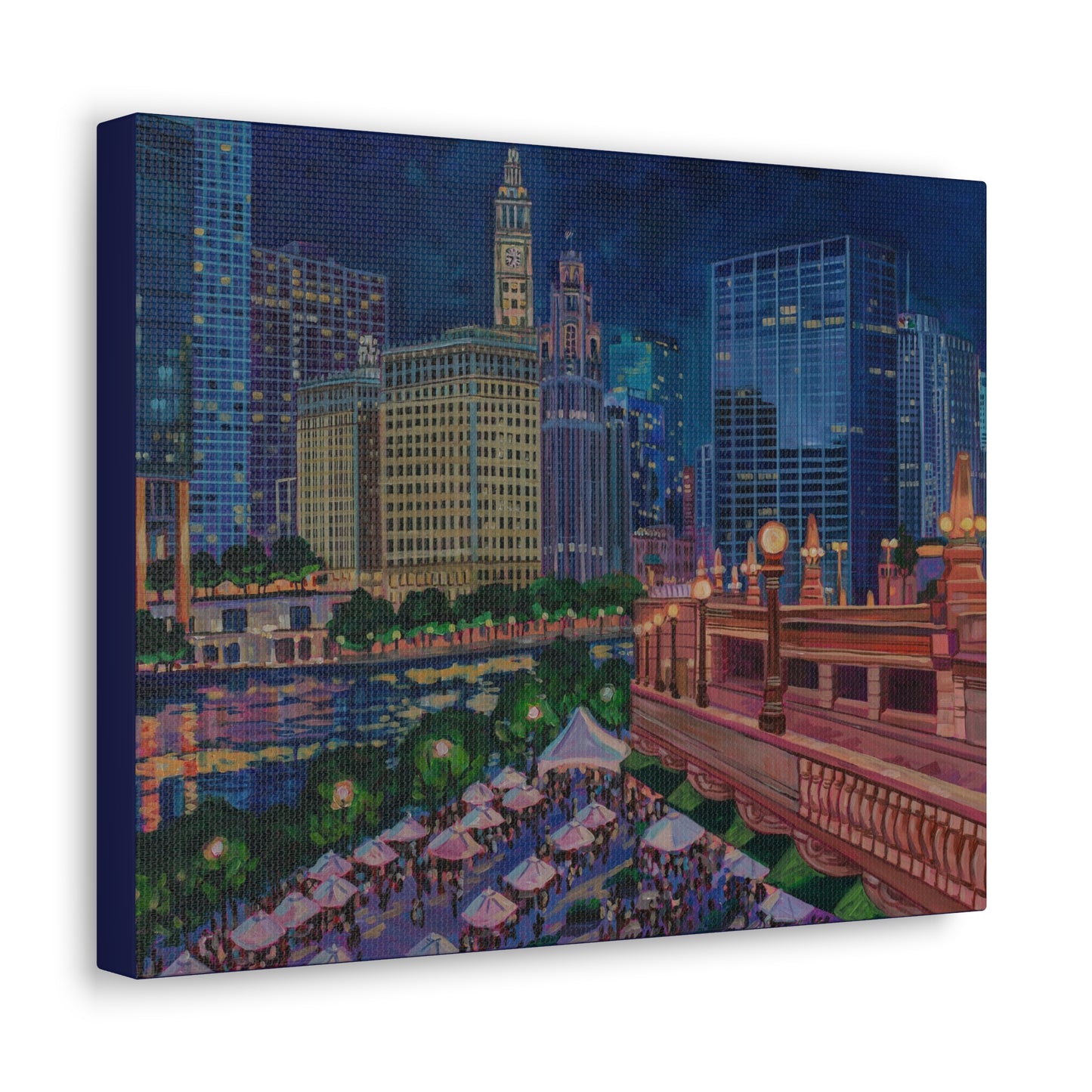 Riverwalk Chicago at Michigan Ave— Gallery Wrapped Canvas Reproduction