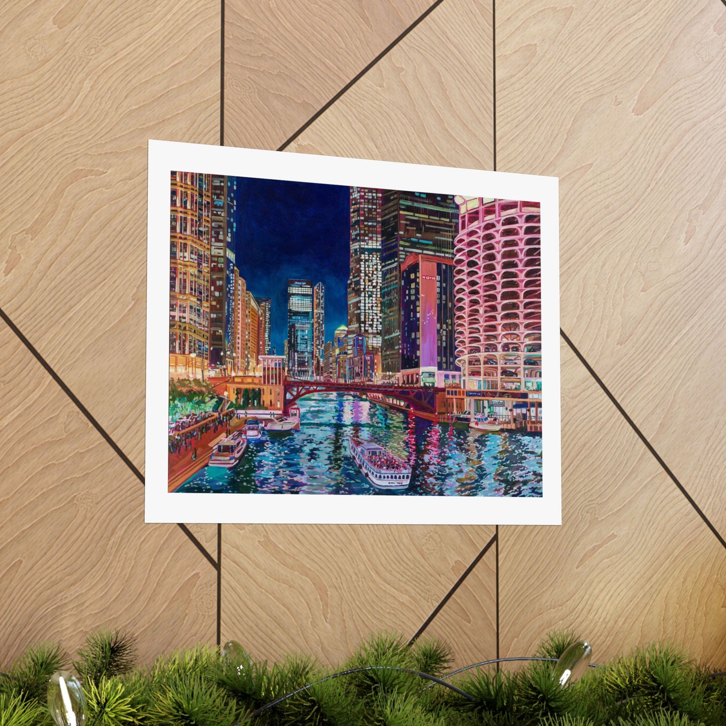 The Chicago River at Night—Matte Horizontal Fine Art Poster Reproductions