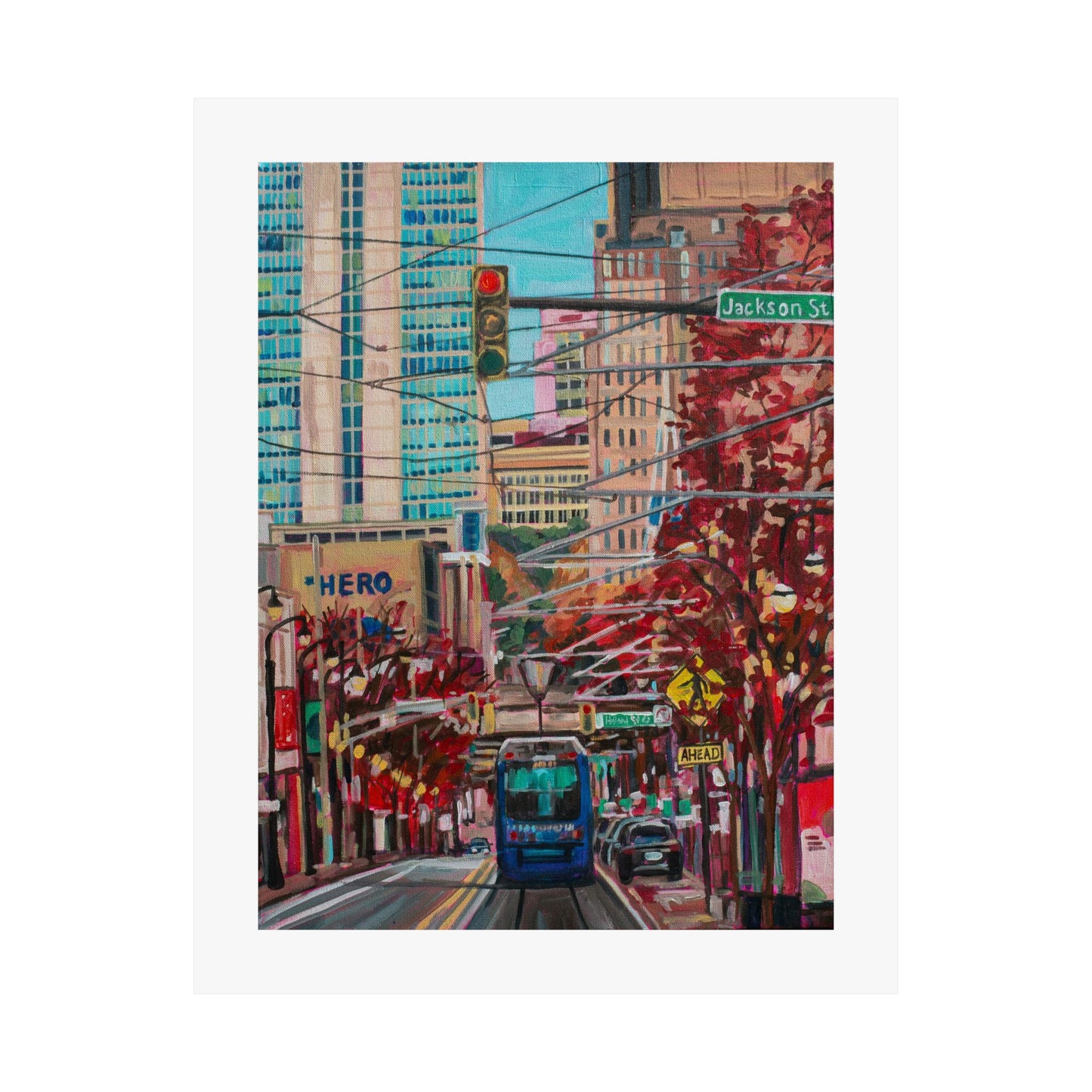 Atlanta Street scene 1 (Atlanta Streetcar -Auburn Street) — Fine Art Matte Paper  Reproduction