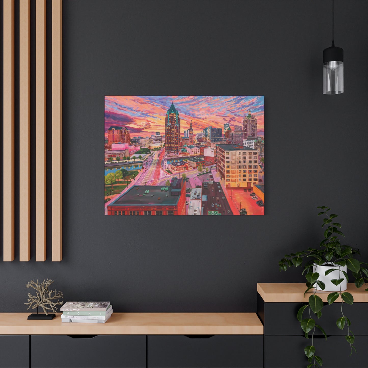Golden glow- Milwaukee— Gallery Wrapped Canvas Reproduction