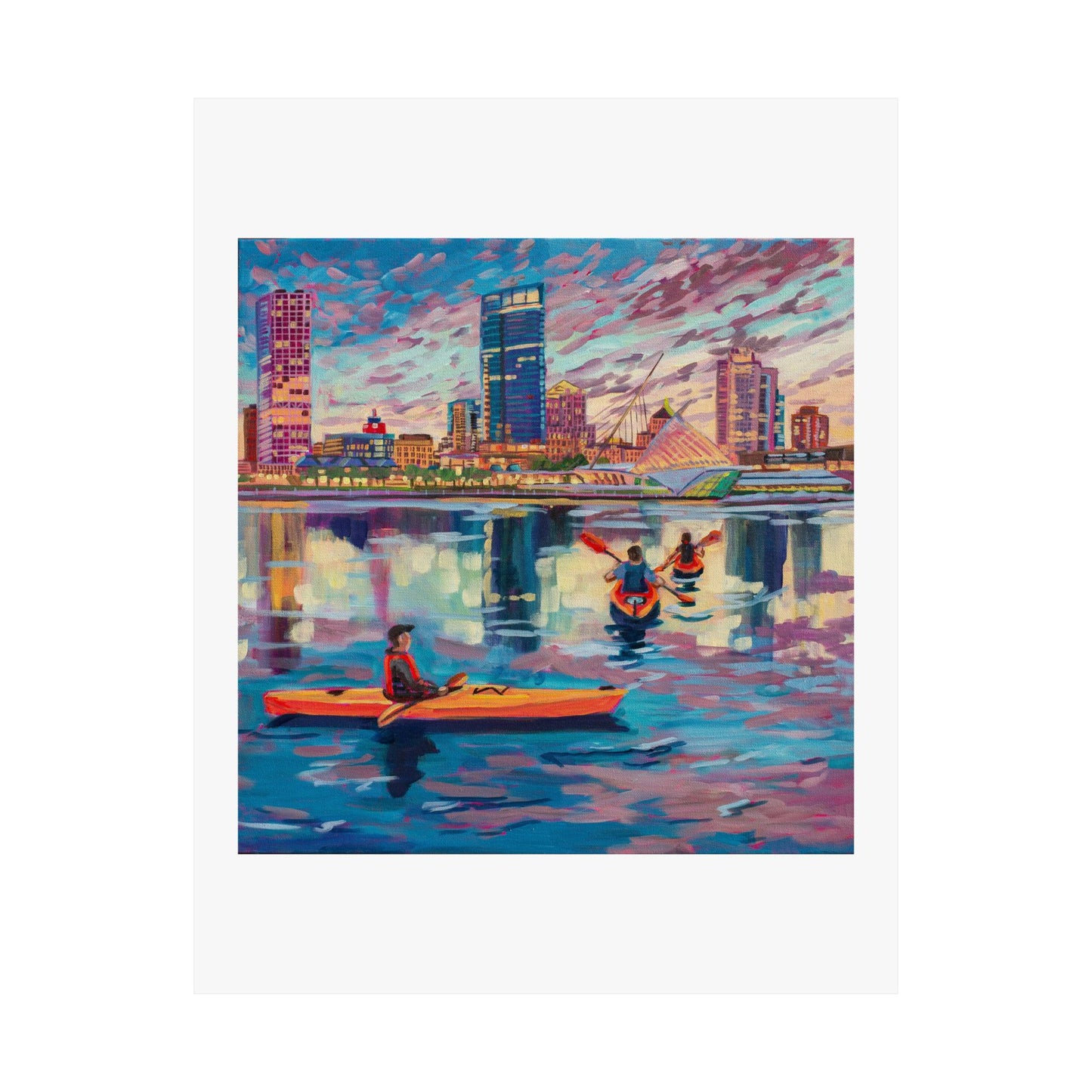 Sunset Kayak- Milwaukee— Matte Paper Poster Reproduction