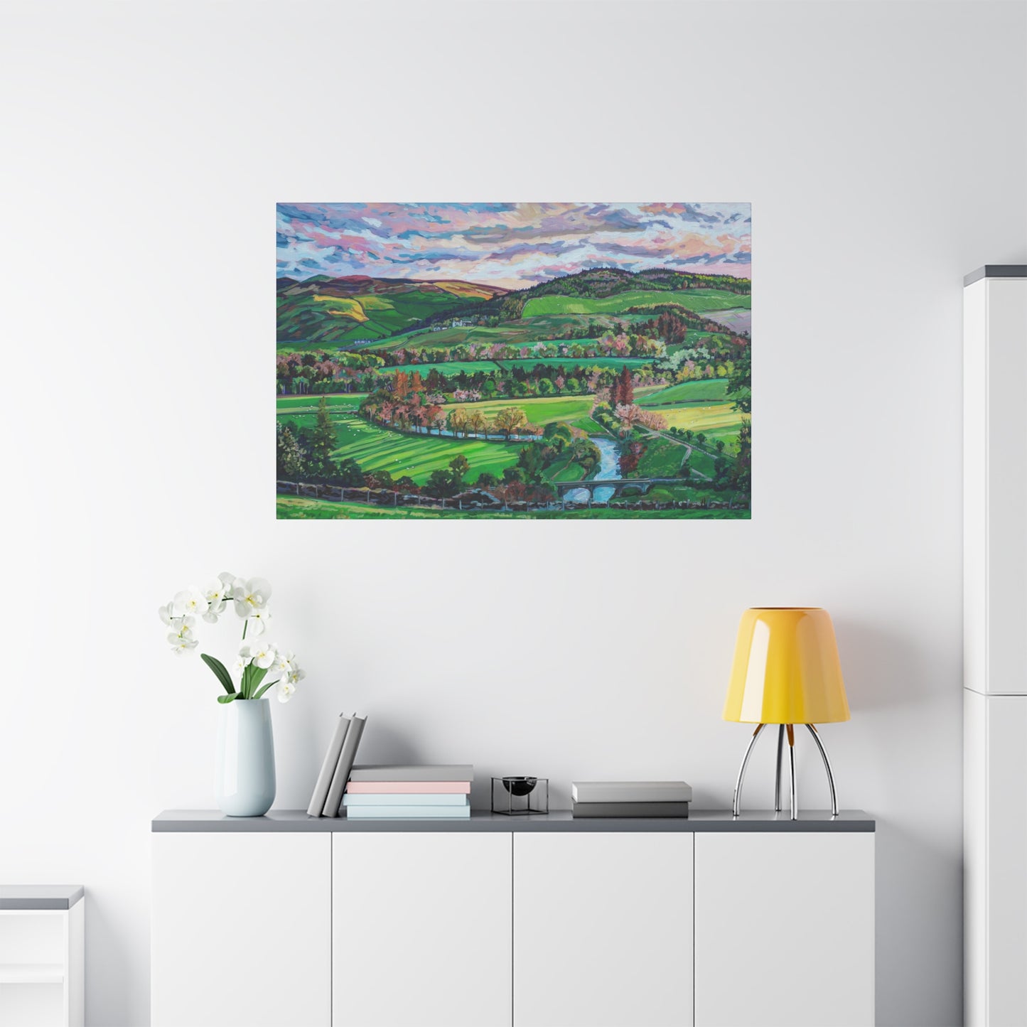 Rolling Farmland, Pebbles-Scotland—Matte Canvas, Stretched, 1.25"