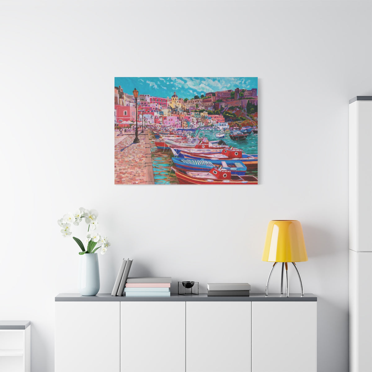 Harbor at Isola Procida, Italy— Gallery Wrapped Canvas Reproduction