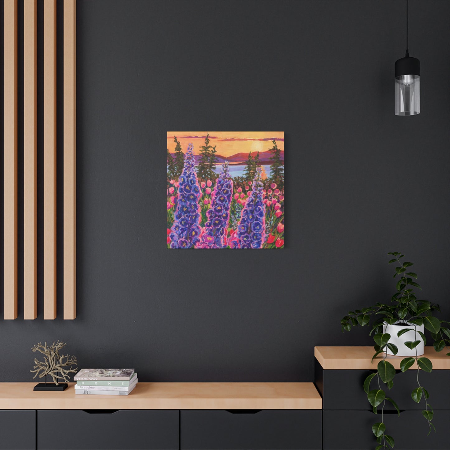 Wonder garden series- Delphinium trio—Matte Canvas, Stretched, 1.25"