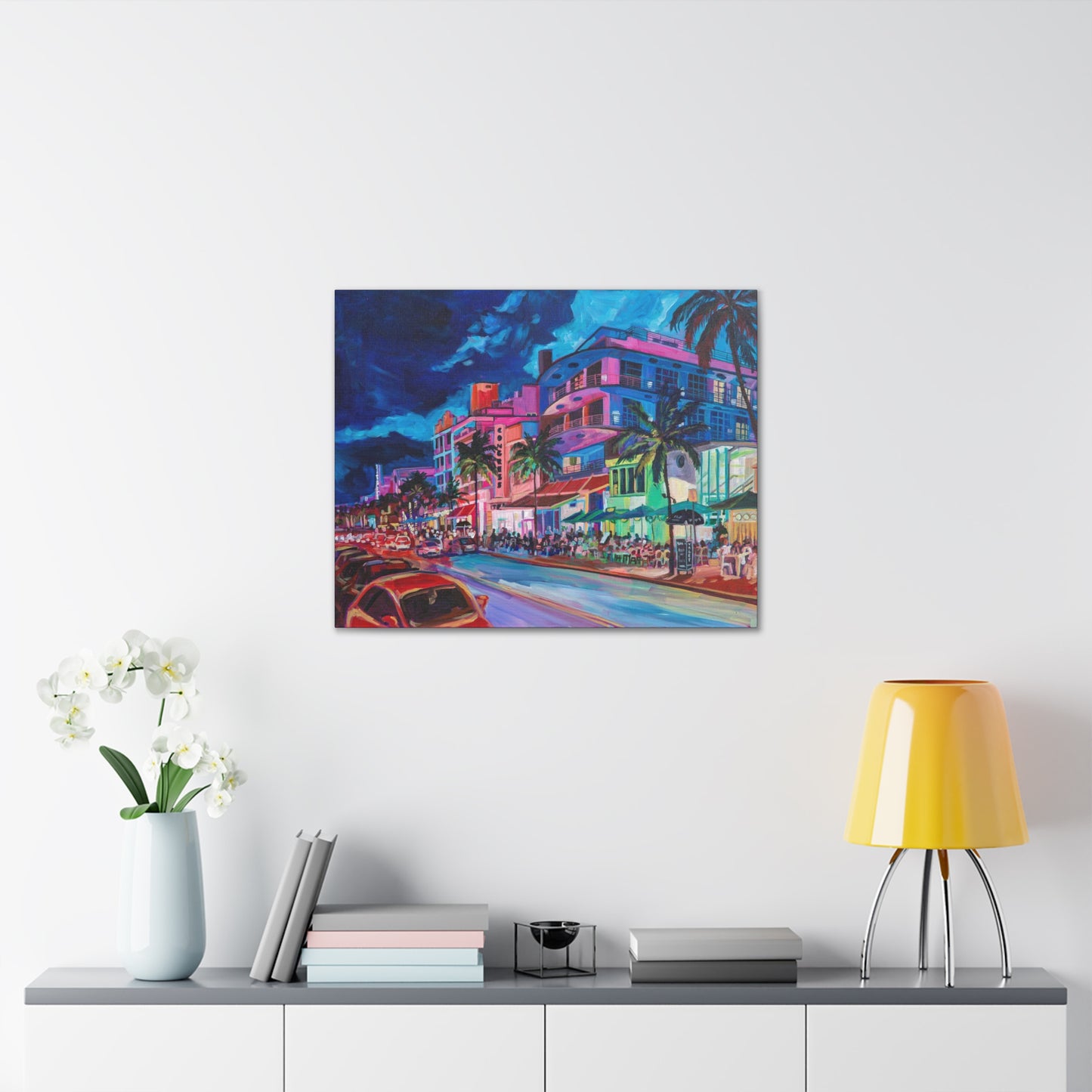 Palace Cafe and Congress Hotel, South Beach Miami— Gallery Wrapped Canvas Reproduction