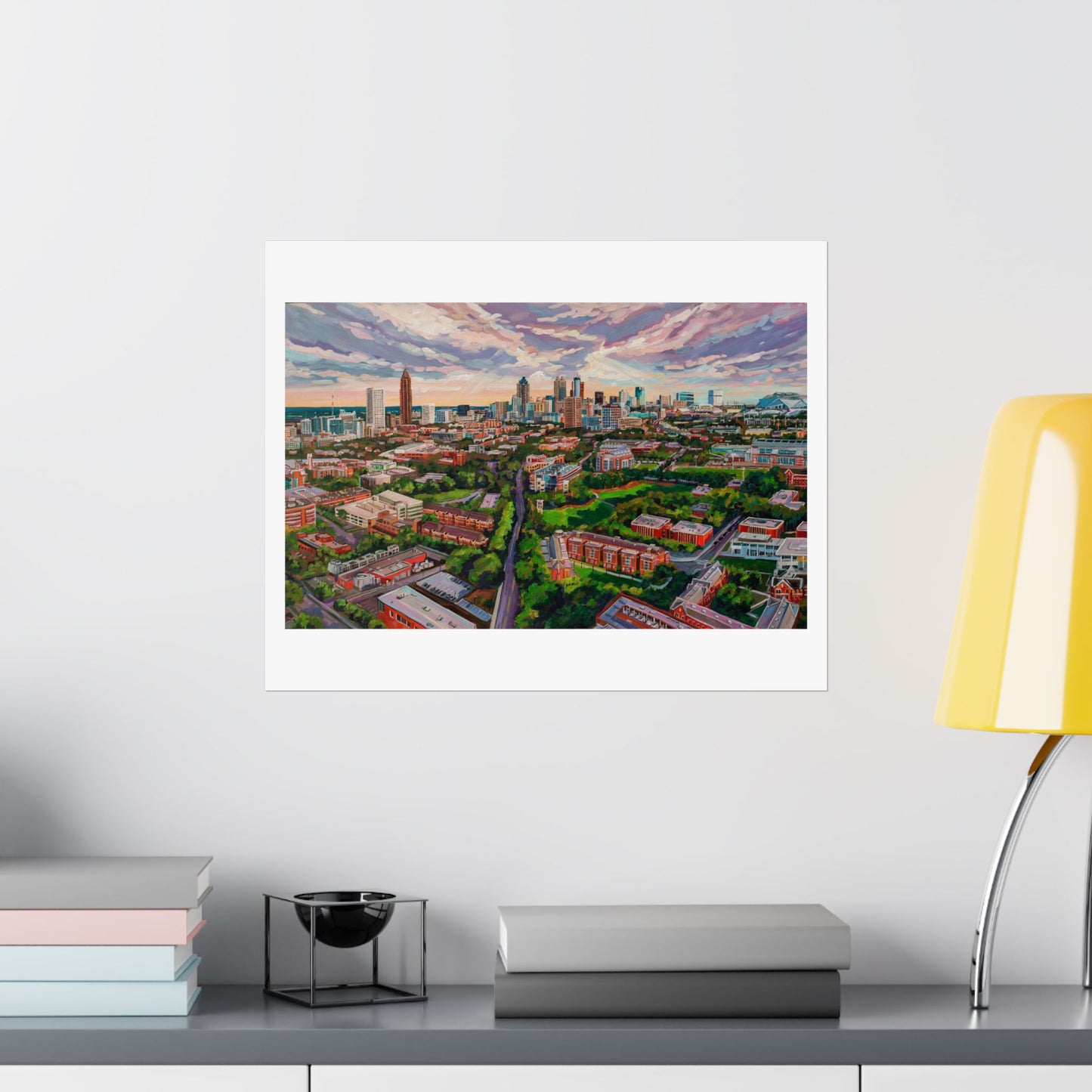 Georgia Tech and Atlanta Skyline —Matte Horizontal Poster Reproduction